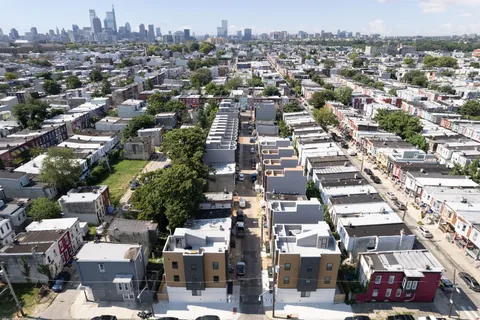 an aerial view of a city