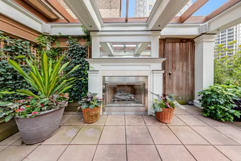 a potted plant sitting in front of a house