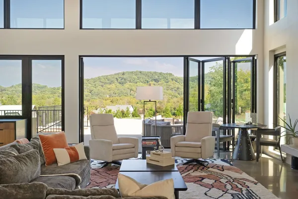 a living room with furniture