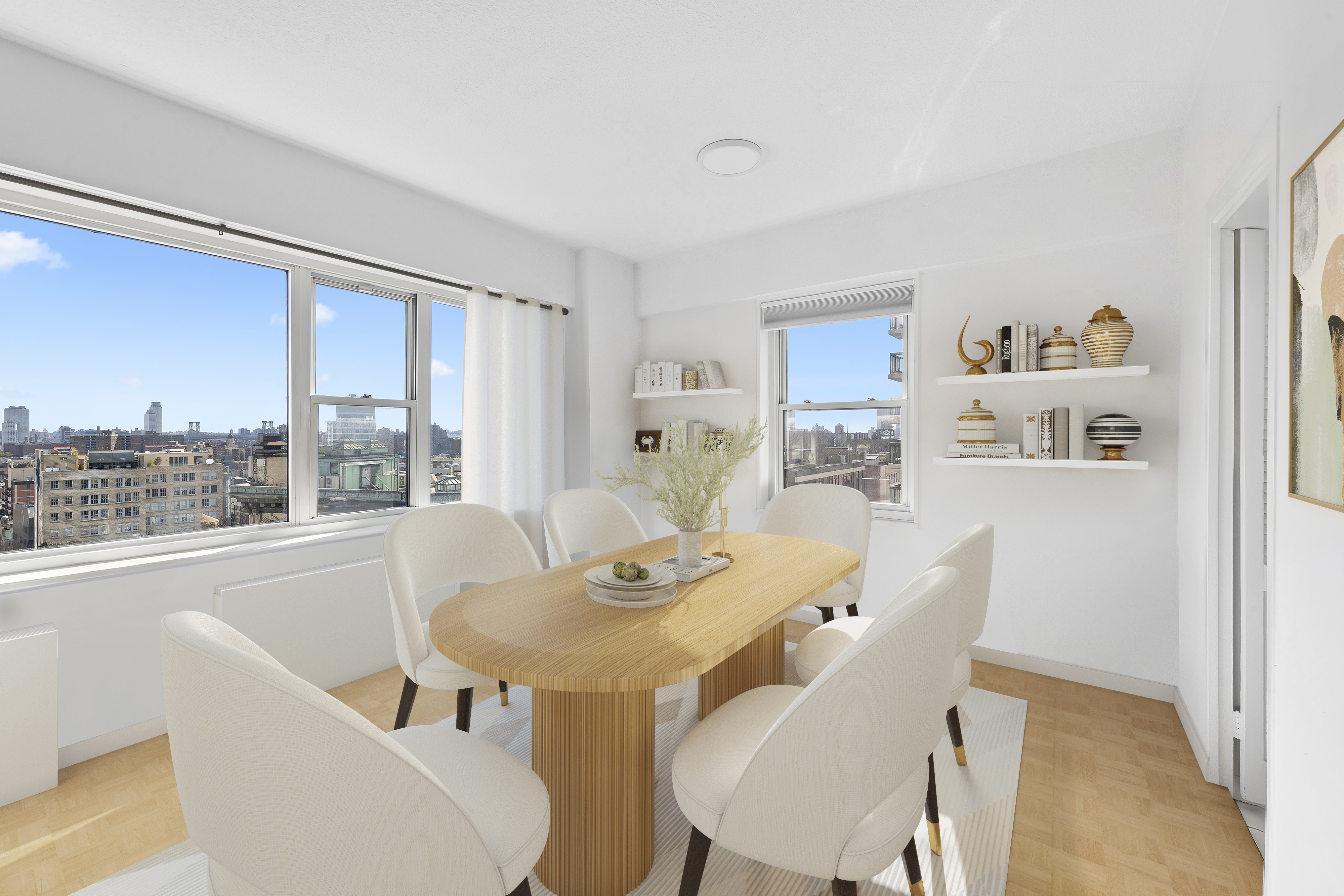 60 East 8th Street, Unit 20N Manhattan, NY 10003 - Photo 2 of 8 a view of a dining room with furniture window and outside view