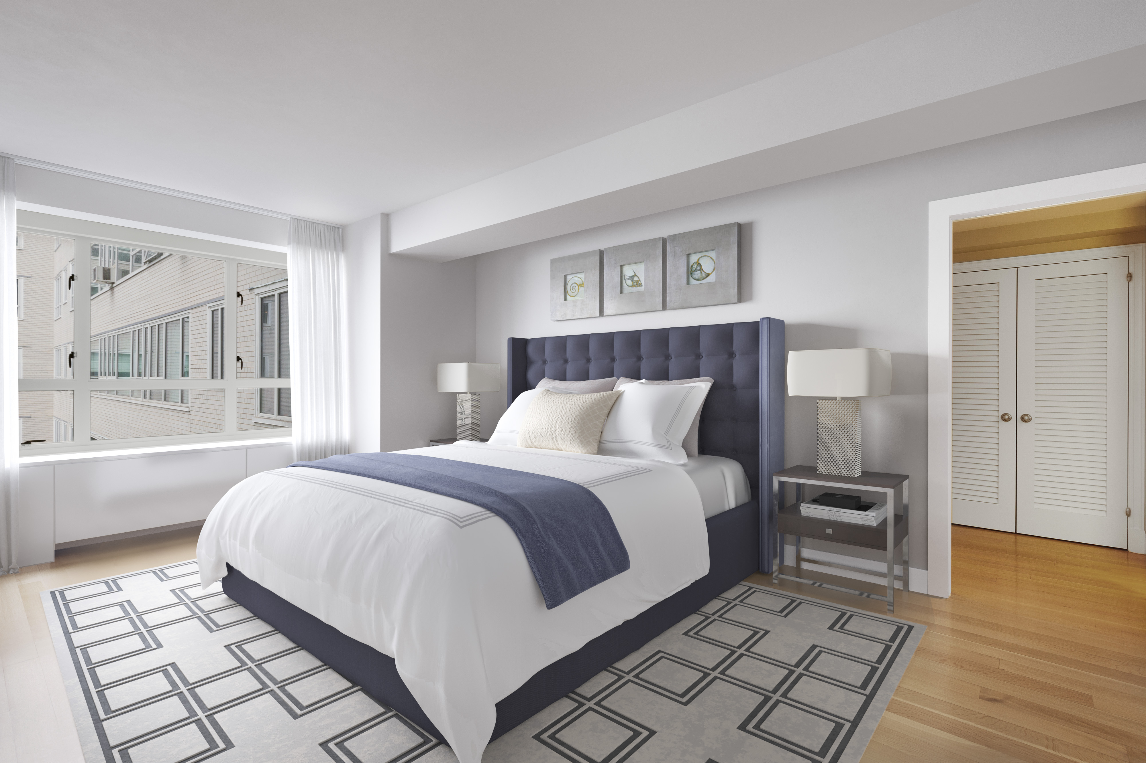 200 East 66th Street, Unit C704 Manhattan, NY 10065 - Photo 3 of 23 a spacious bedroom with a bed and a window