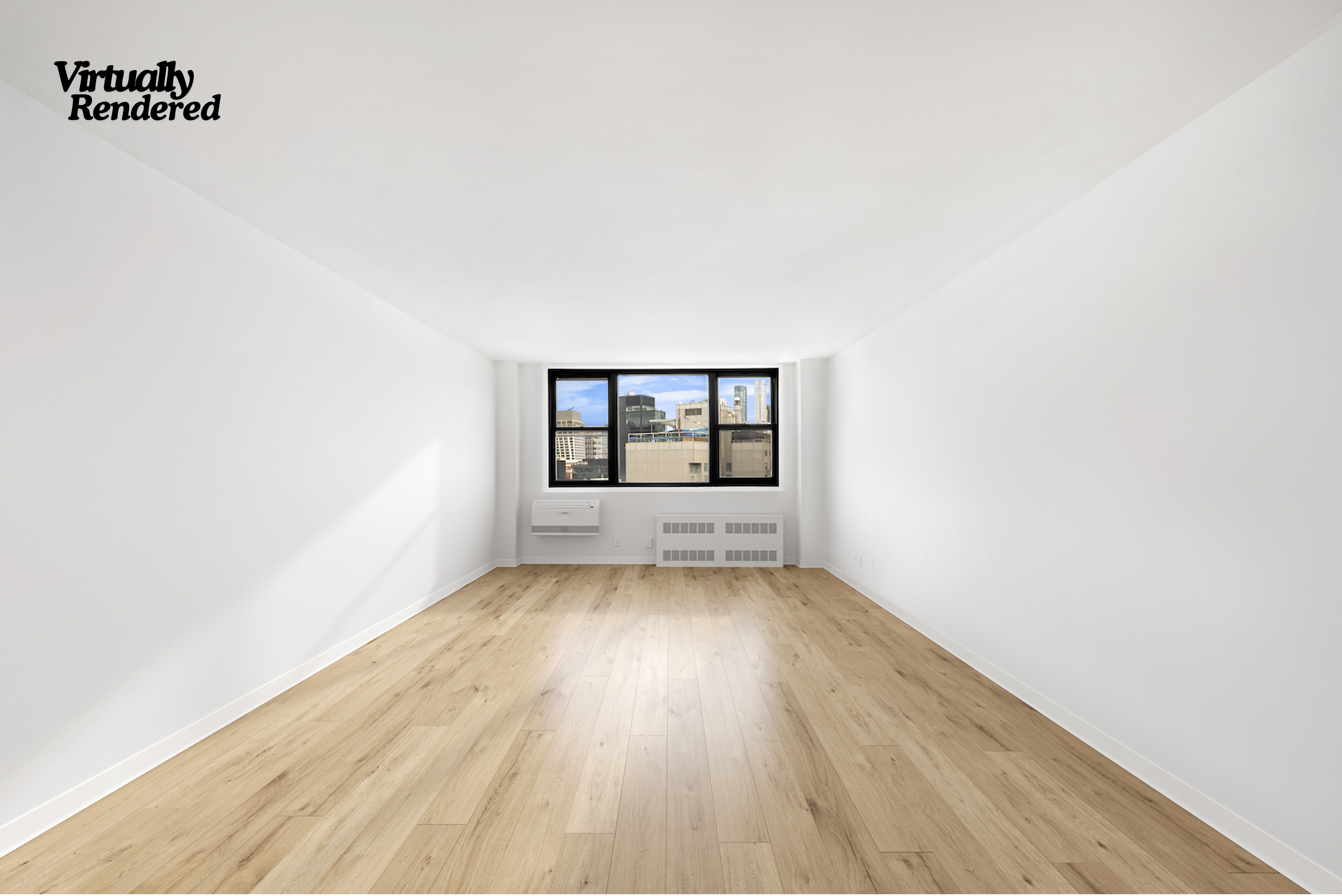 61 Jane Street, Unit 15K Manhattan, NY 10014 - Photo 7 of 16 an empty room with wooden floor and windows