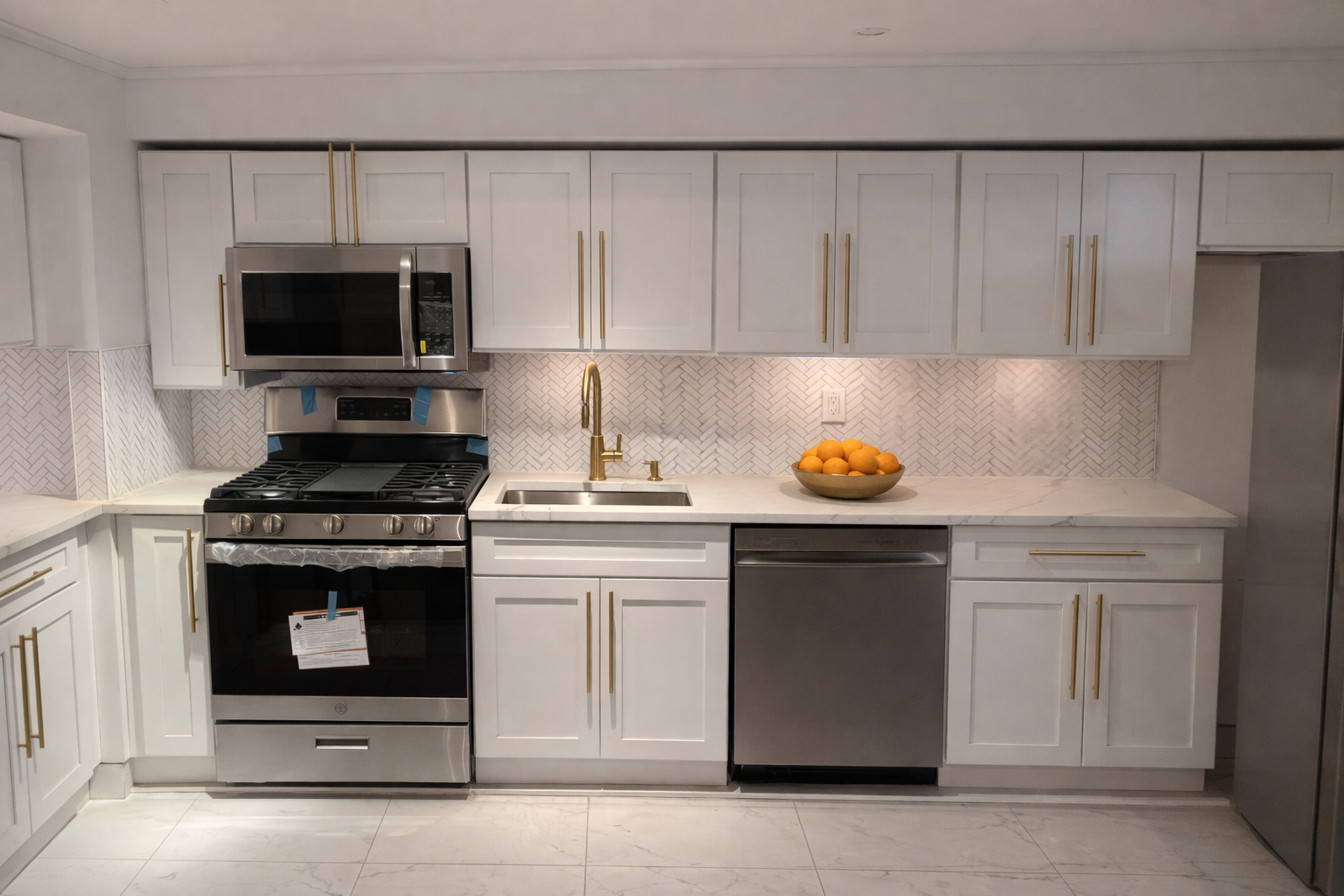 577 East 94th Street, Unit GARDEN Brooklyn, NY 11236 - Photo 1 of 3 a kitchen with granite countertop a stove and a white cabinets
