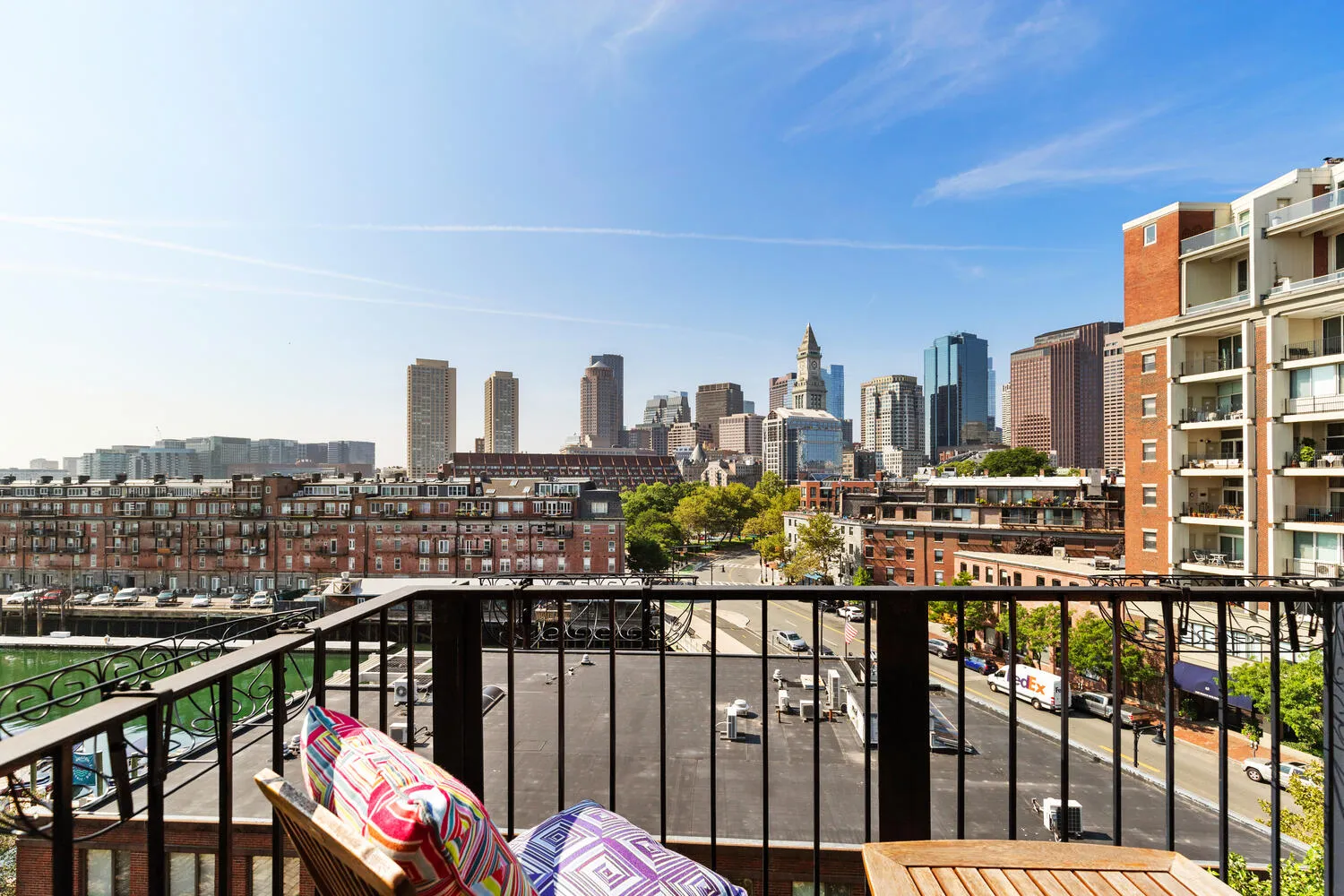 a view of city from a balcony