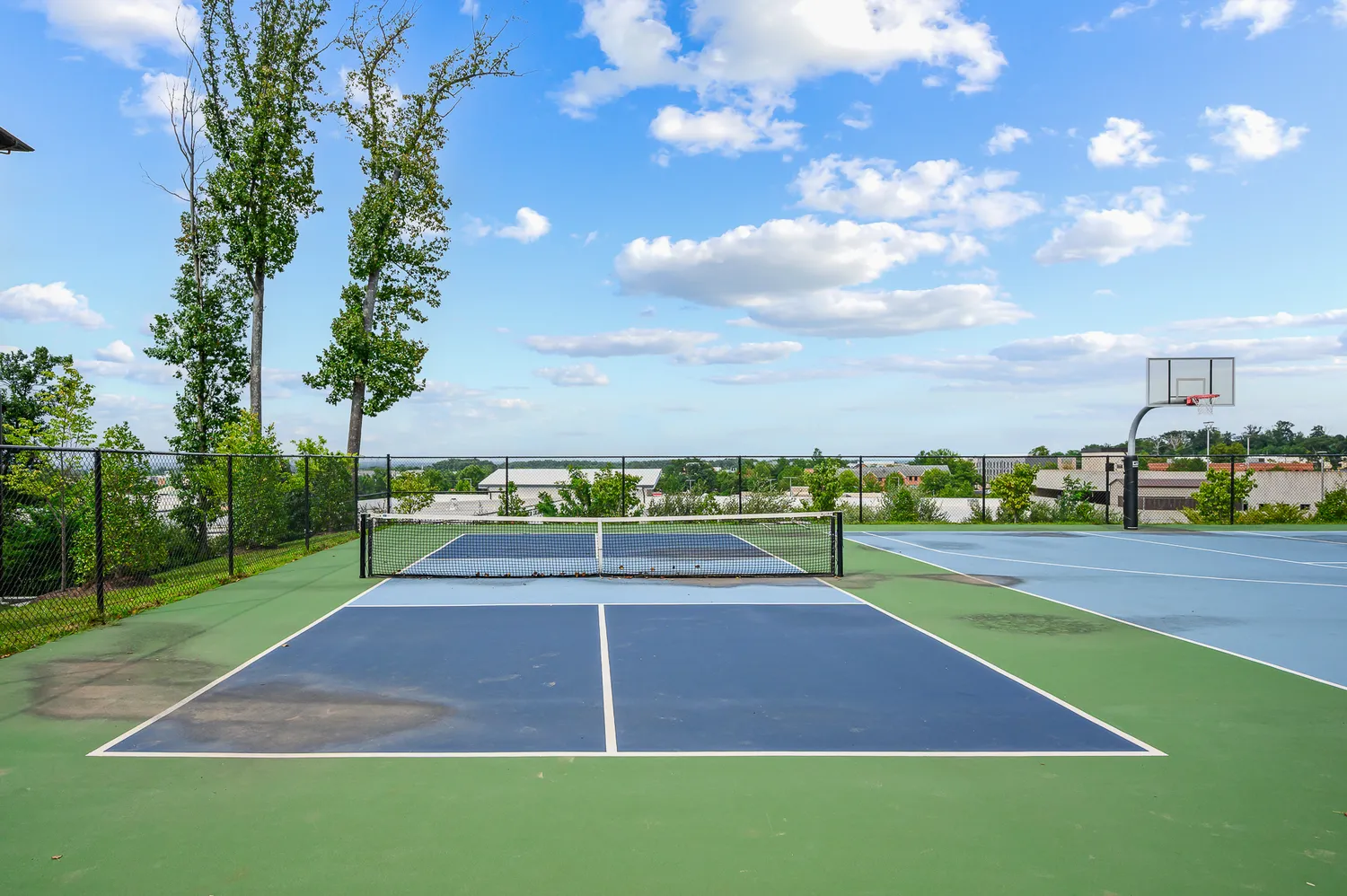 a view of a stadium that has a big playing ground