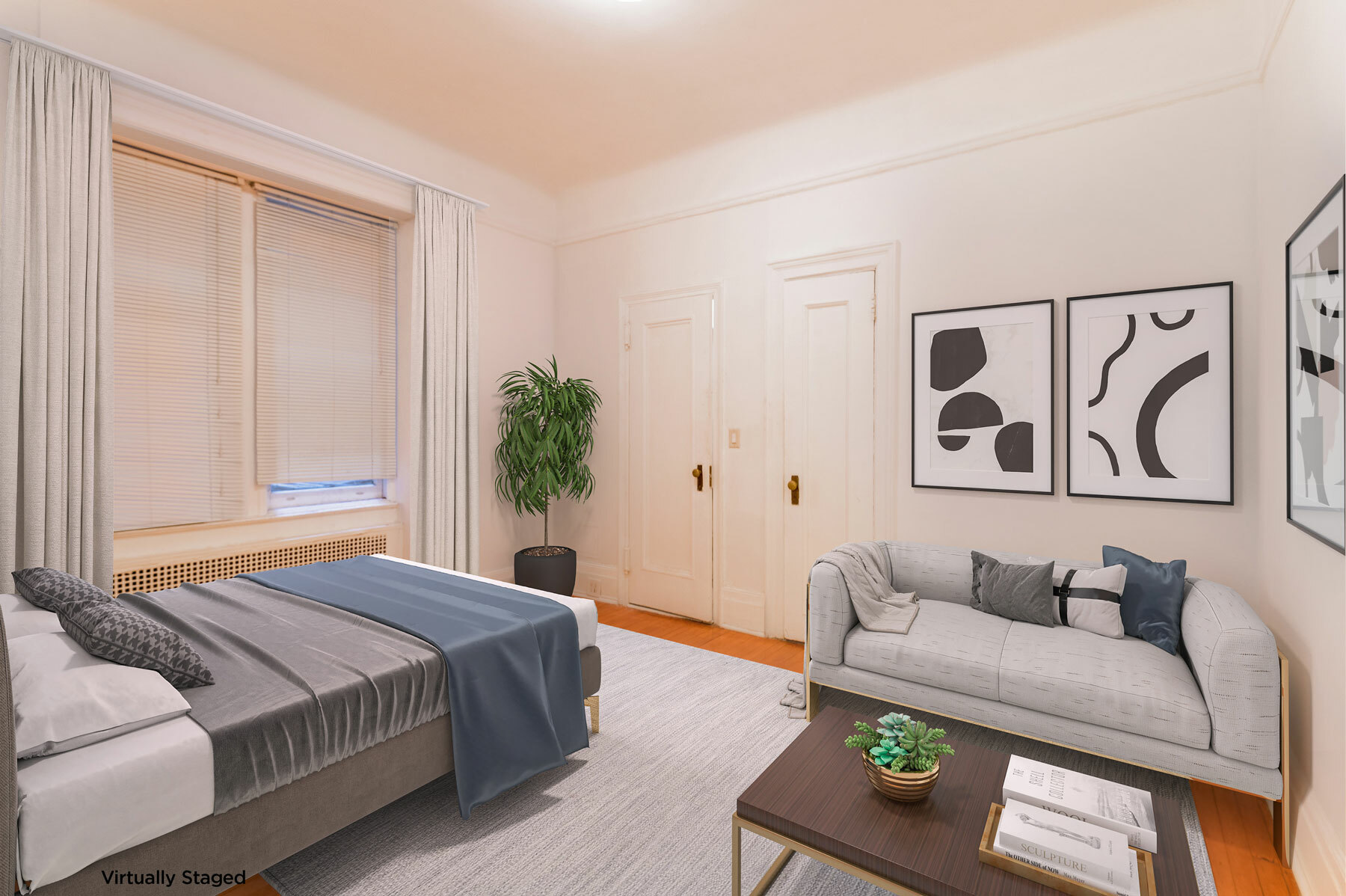 26 East 63rd Street, Unit 2E Manhattan, NY 10065 - Photo 5 of 8 a bedroom with a bed couch and a table