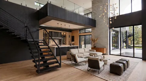 a living room with furniture
