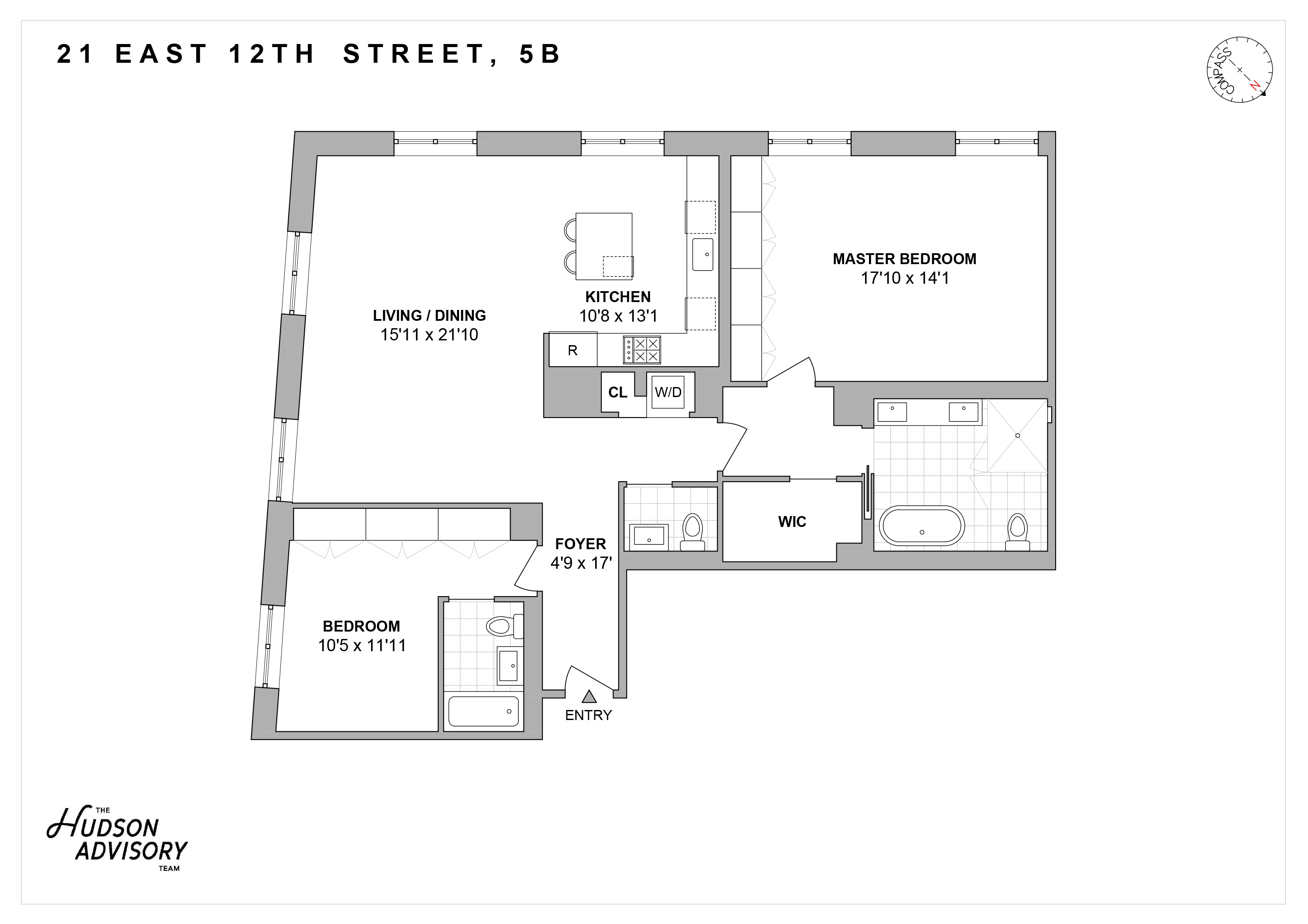 21 East 12th Street, Unit 5B Manhattan, NY 10003 - Photo 11 of 11 a picture of a floor plan