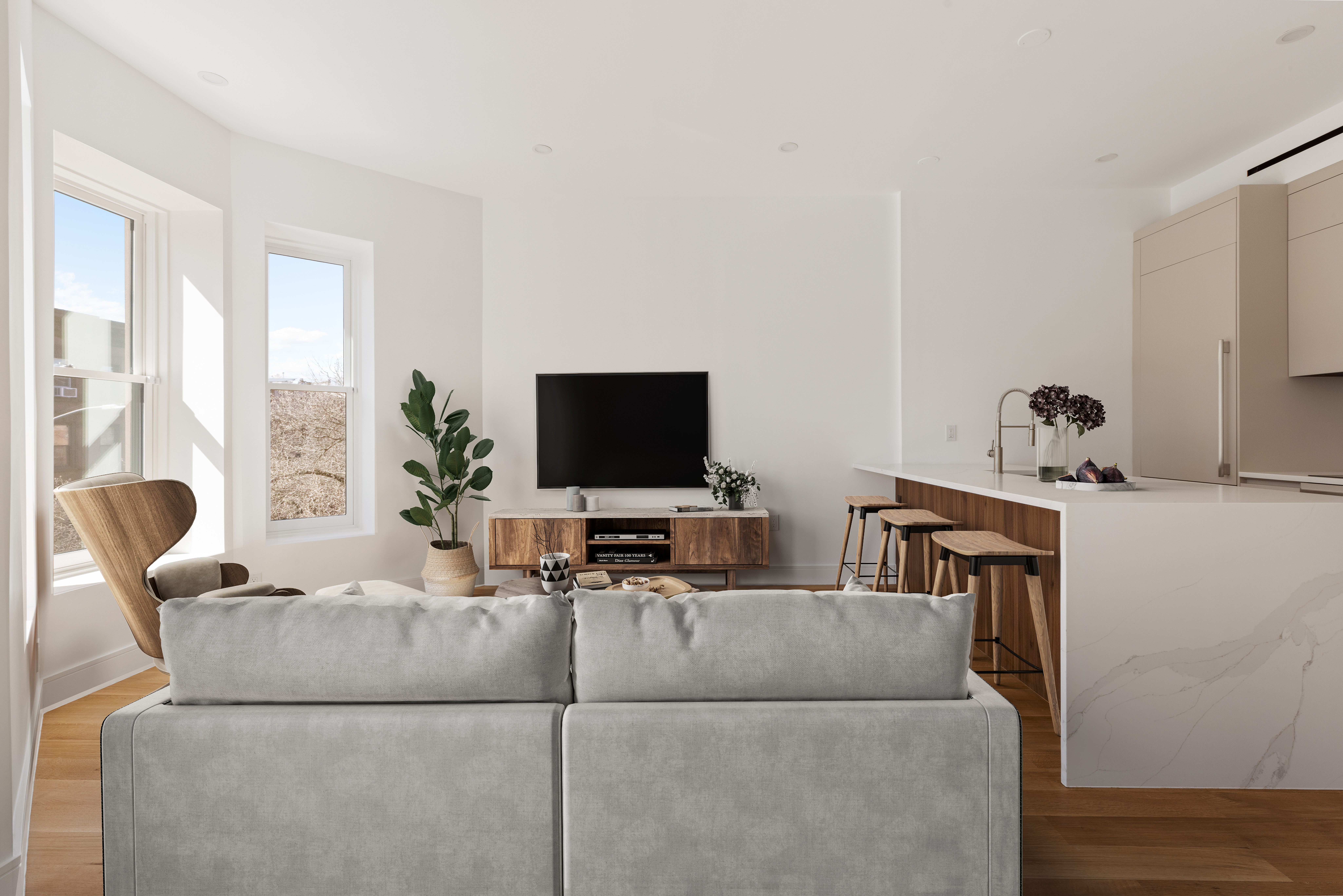 673 10th Street, Unit 2 Brooklyn, NY 11215 - Photo 3 of 13 a living room with furniture and a flat screen tv