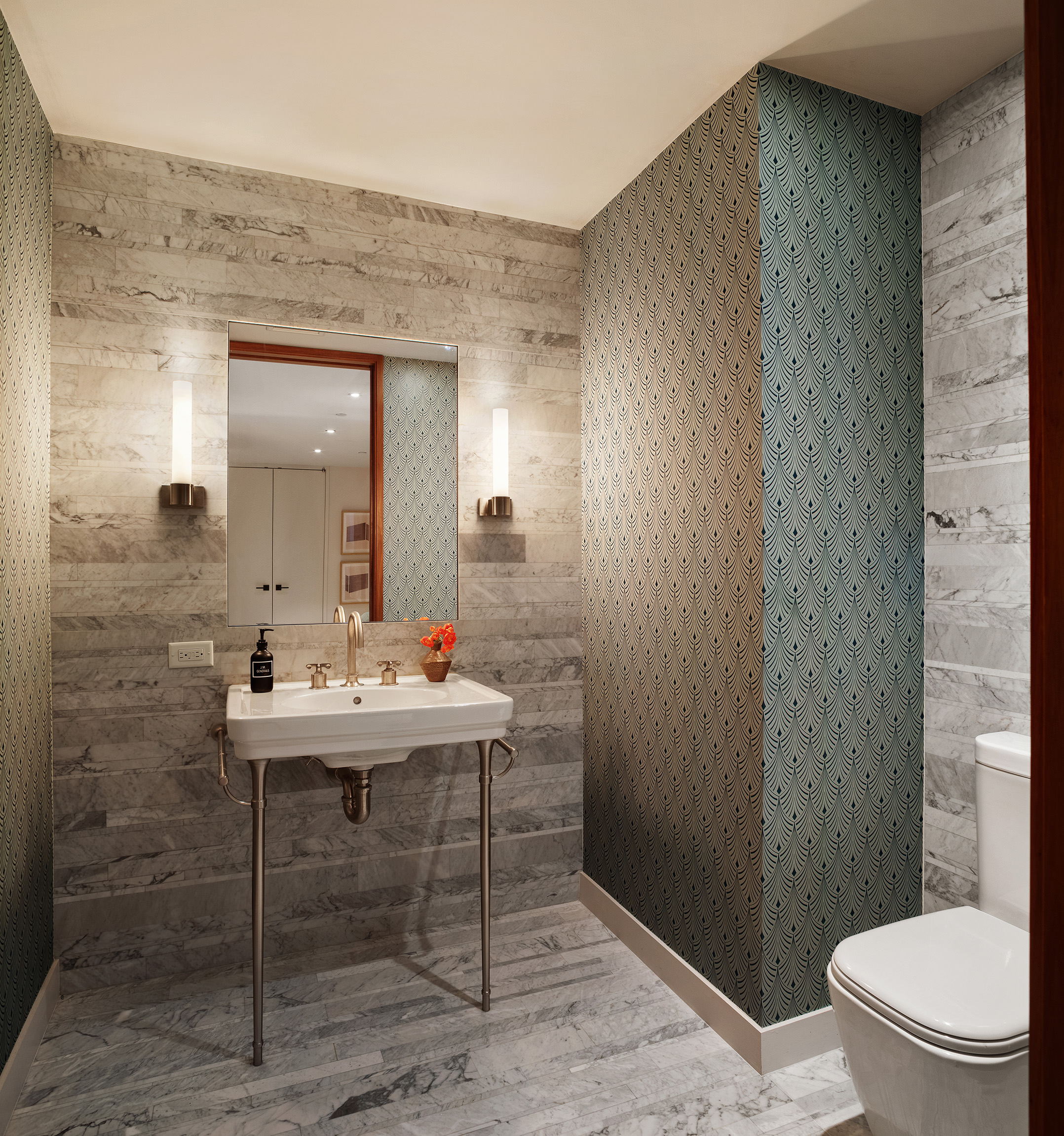 90 Furman Street, Unit N411 Brooklyn, NY 11201 - Photo 19 of 29 a bathroom with a toilet a sink and mirror