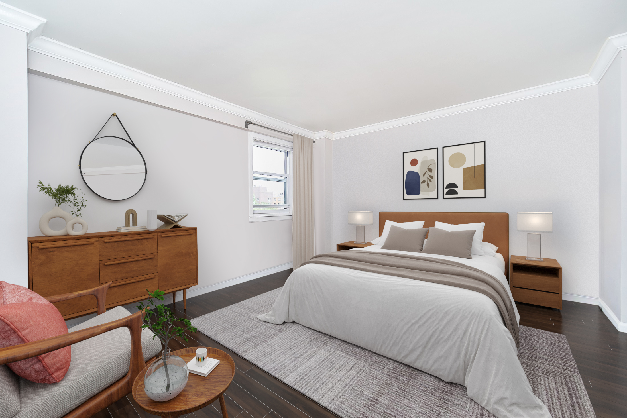 175 Willoughby Street, Unit 6K Brooklyn, NY 11201 - Photo 6 of 14 a bedroom with a bed and wooden floor