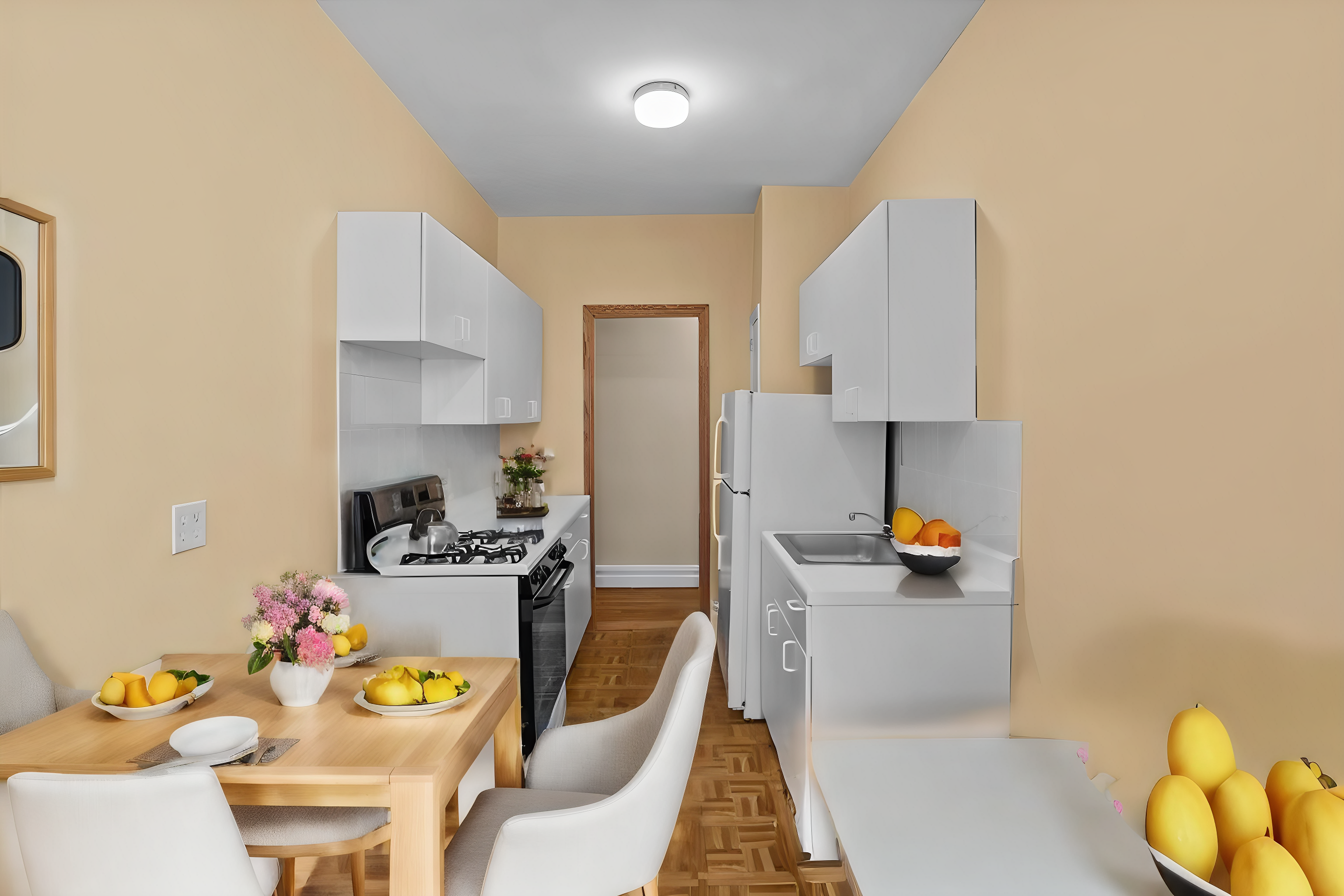 7101 Colonial Road, Unit R3E Brooklyn, NY 11209 - Photo 9 of 19 a dining room with furniture and a wooden floor