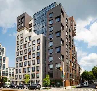 a front view of a building