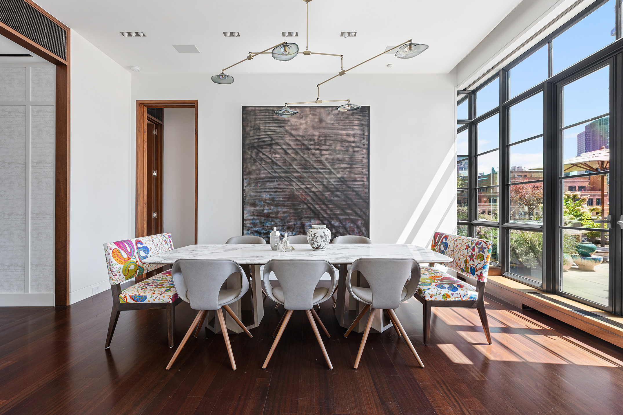 7 Hubert Street, Unit 8A Manhattan, NY 10013 - Photo 7 of 19 a view of a dining room with furniture window and wooden floor