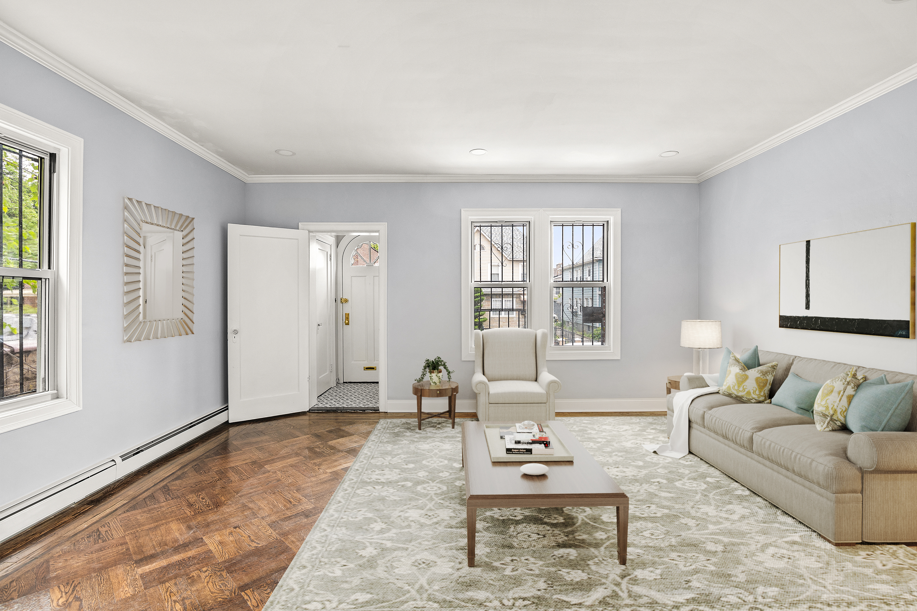 806 East 48th Street Brooklyn, NY 11203 - Photo 10 of 13 a living room with furniture and wooden floor