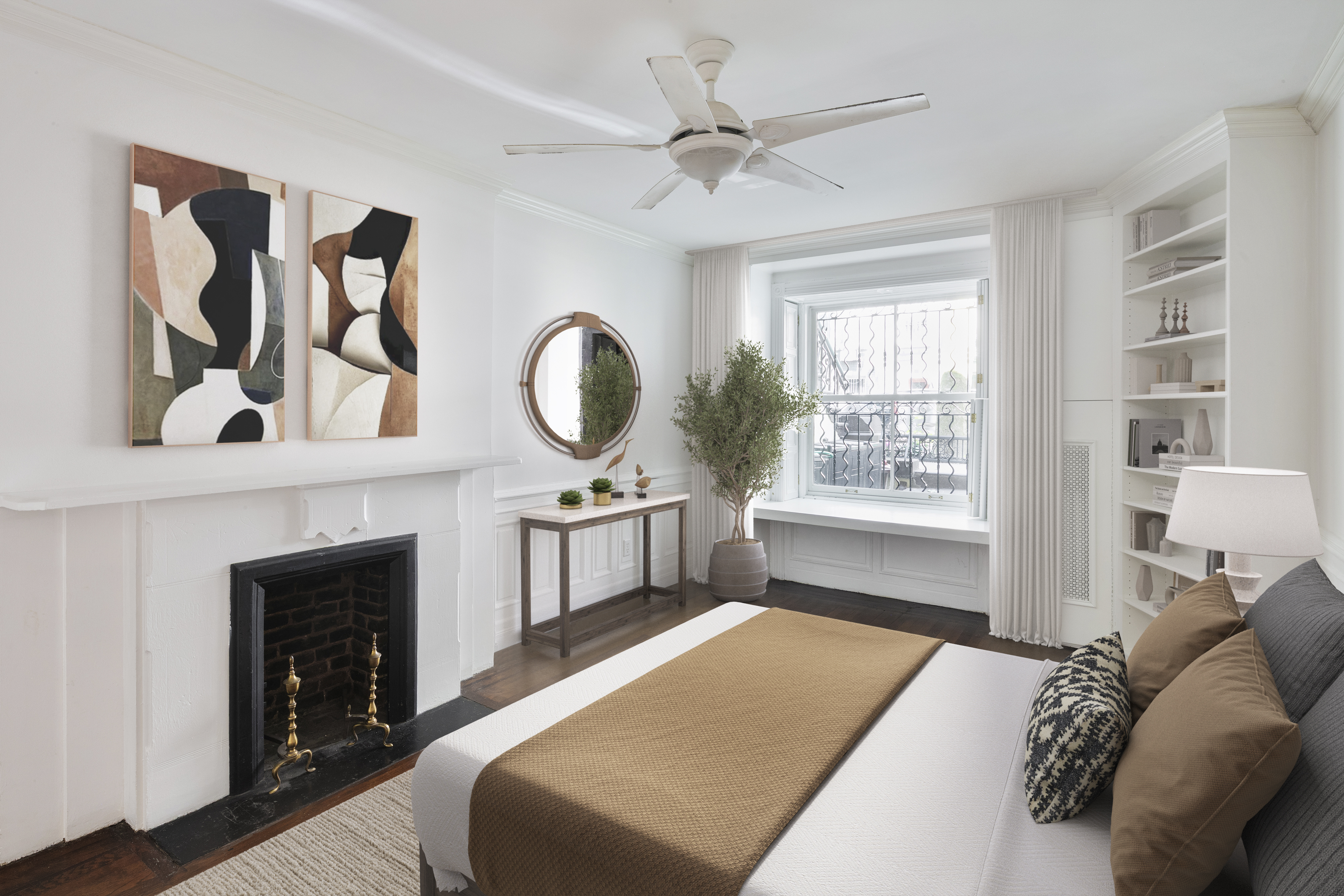 112 West 78th Street, Unit PARLOR Manhattan, NY 10024 - Photo 25 of 37 a bedroom with a bed mirror and window