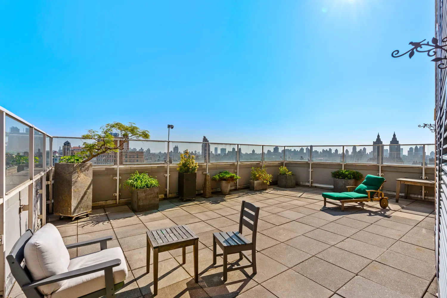 a outdoor view with a sitting space