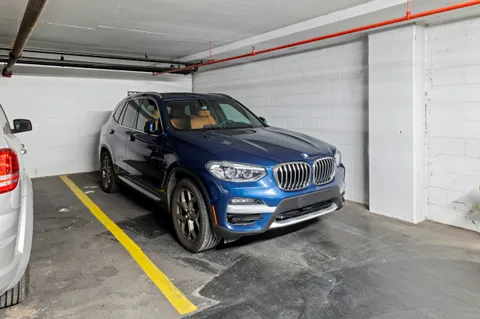 a car parked in a garage