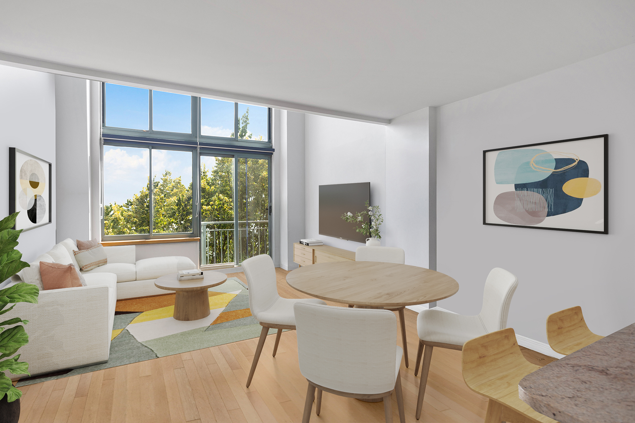 21 South End Avenue, Unit 406 Manhattan, NY 10280 - Photo 3 of 16 a living room with furniture and a window