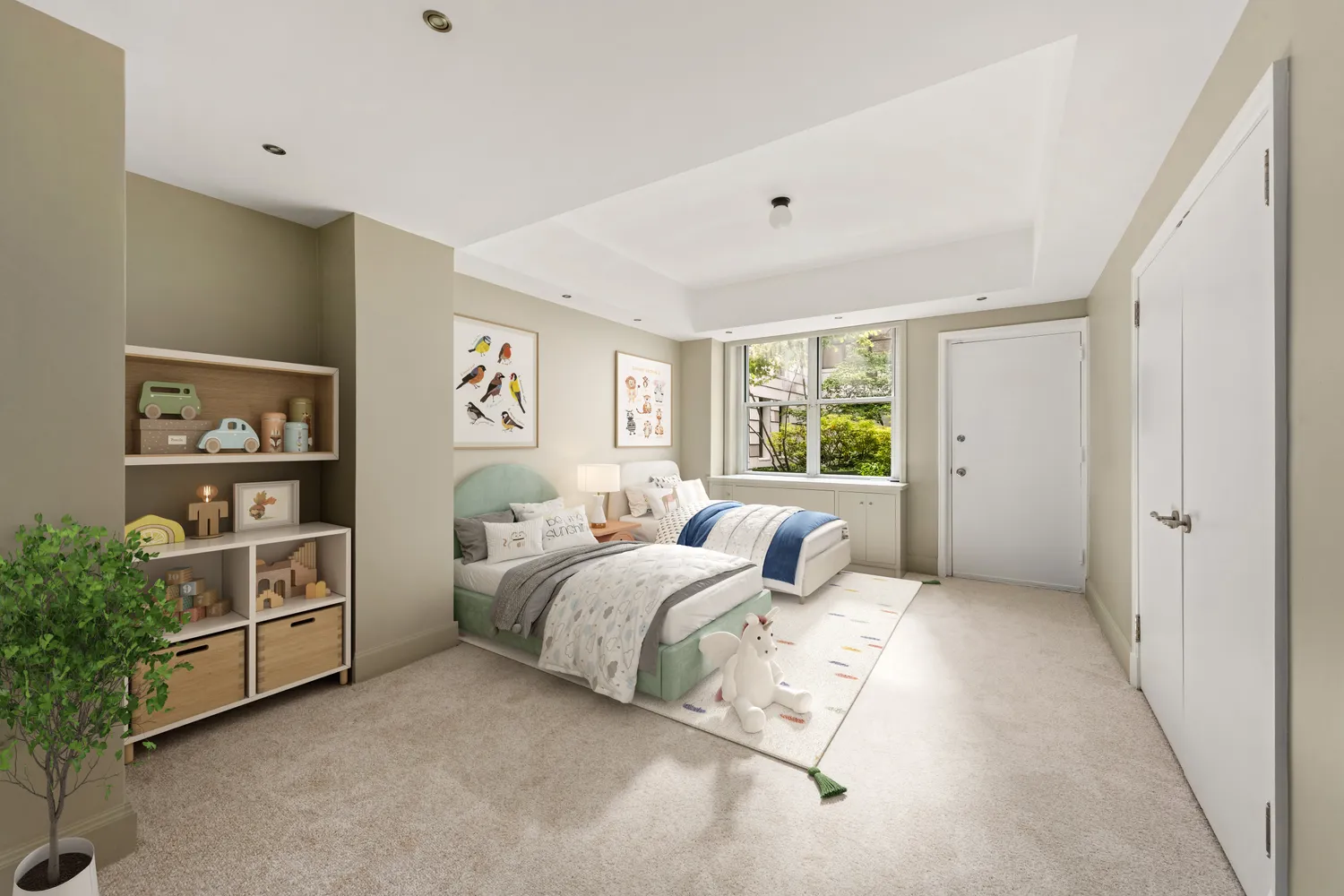 a bedroom with furniture and a window