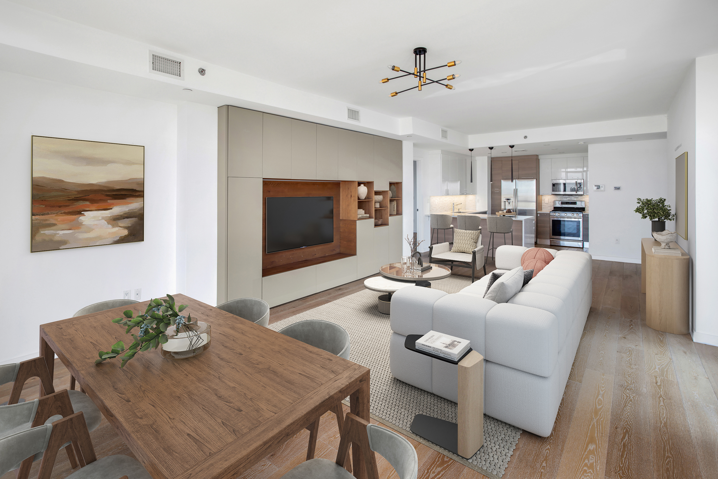 3041 Ocean Avenue, Unit PH4 Brooklyn, NY 11235 - Photo 1 of 18 a living room with furniture a flat screen tv and wooden floor