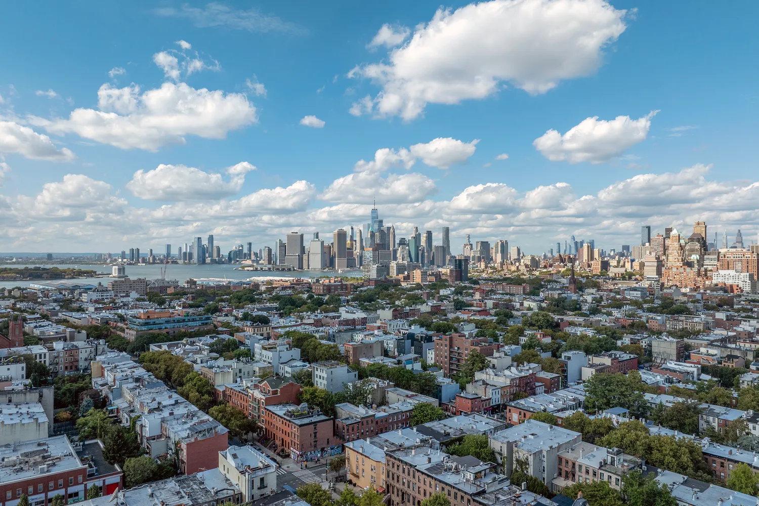 an aerial view of a city