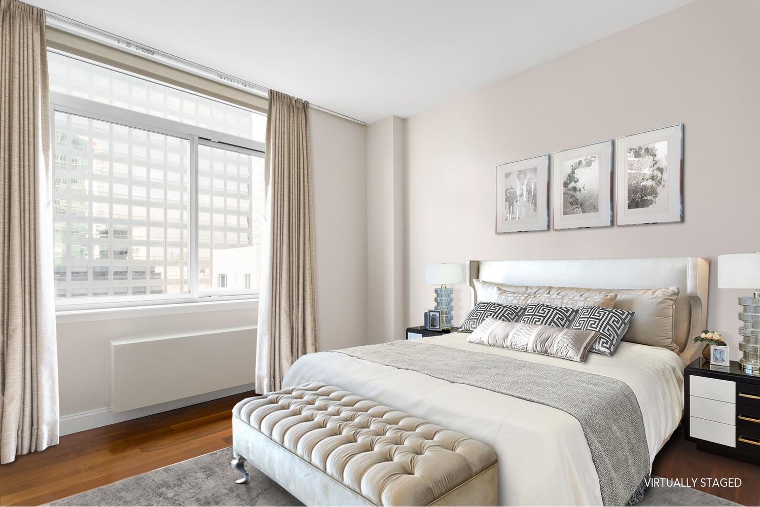 212 East 57th Street, Unit 18A Manhattan, NY 10022 - Photo 7 of 14 a bedroom with a bed and a window