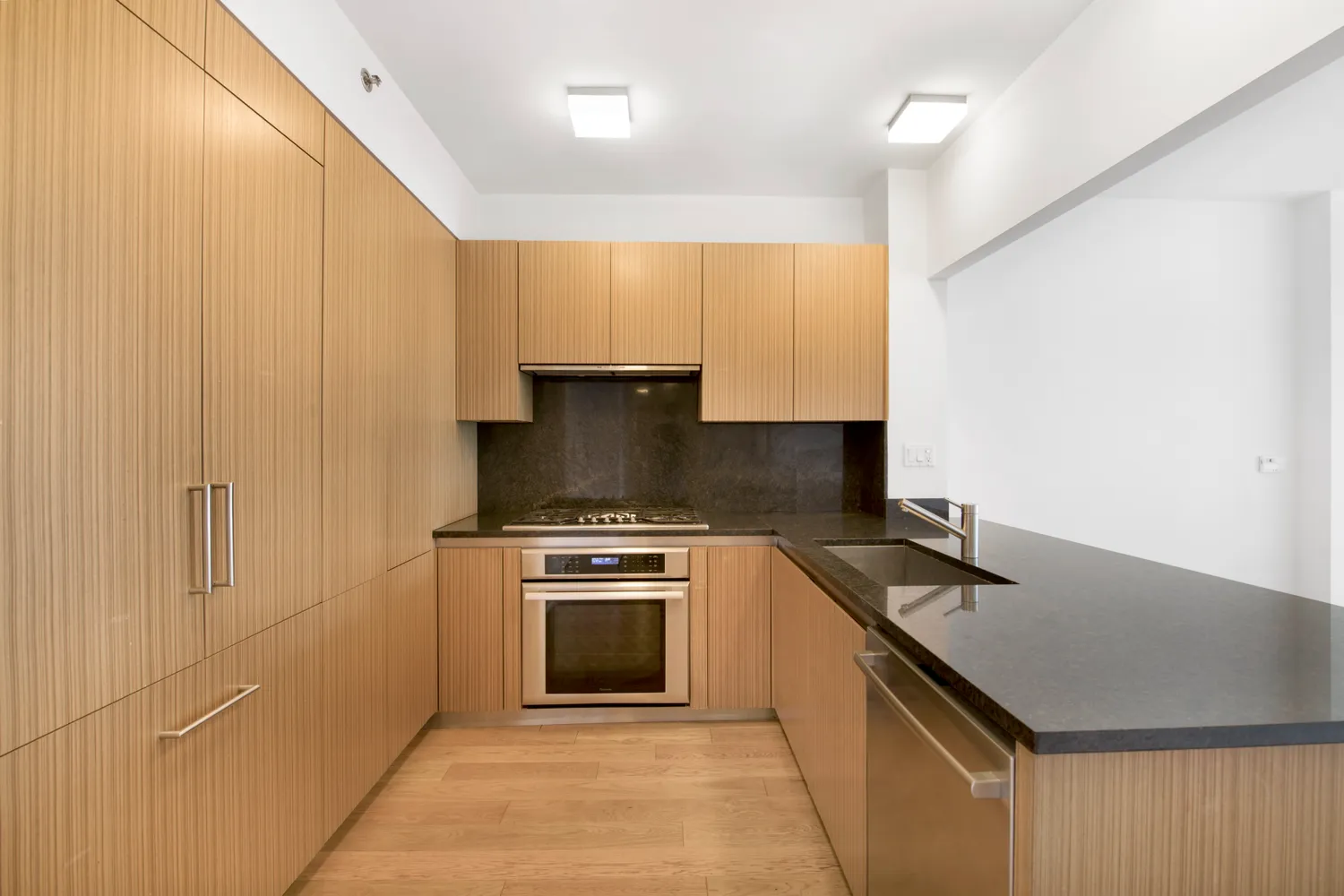 a kitchen with a stove a sink and a refrigerator
