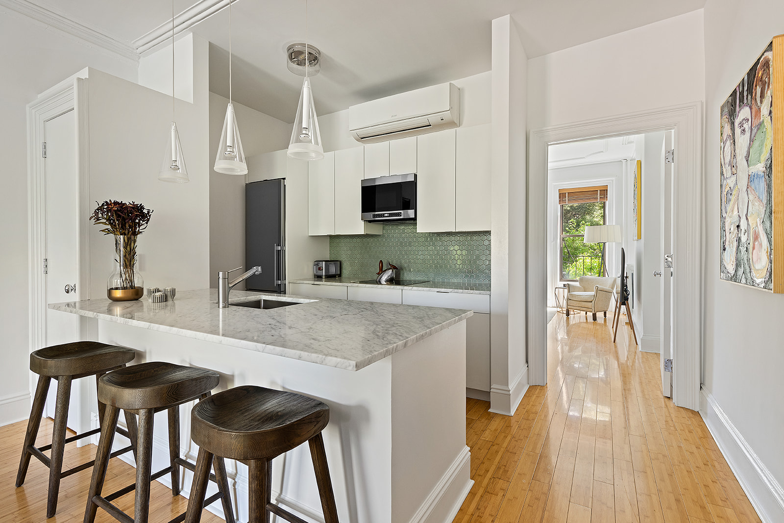 315 Adelphi Street Brooklyn, NY 11205 - Photo 24 of 31 a kitchen with stainless steel appliances granite countertop a stove a sink and a refrigerator