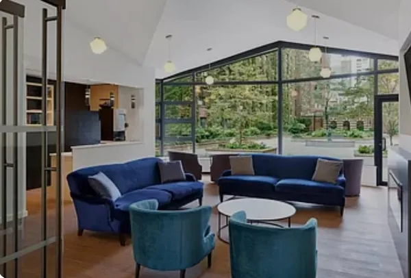 a living room with furniture