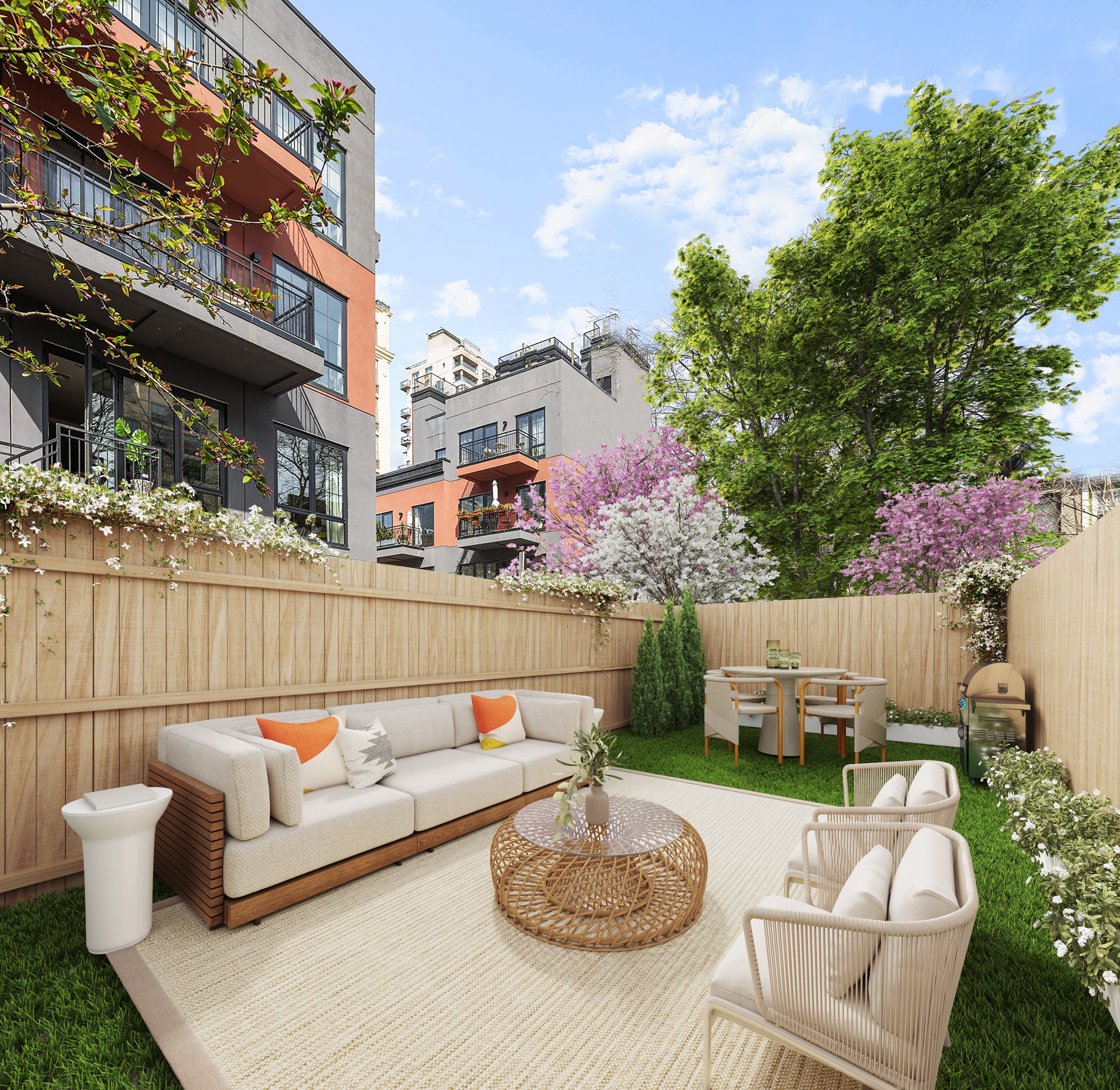 35 Duffield Street, Unit 2B Brooklyn, NY 11201 - Photo 4 of 10 a view of a patio with couches table and chairs and potted plants
