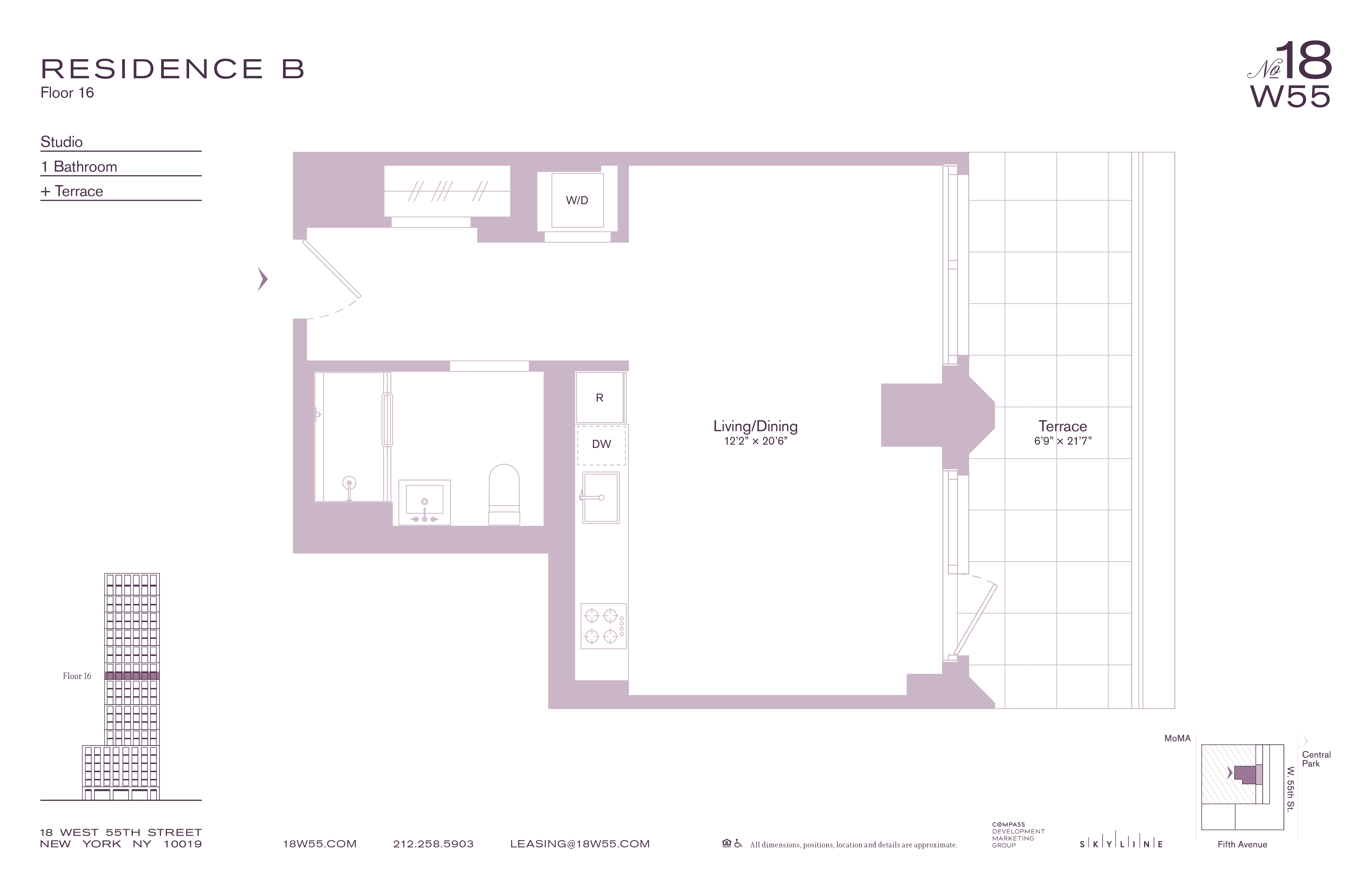 18 West 55th Street, Unit 16B Manhattan, NY 10019 - Photo 8 of 8 a picture of a floor plan