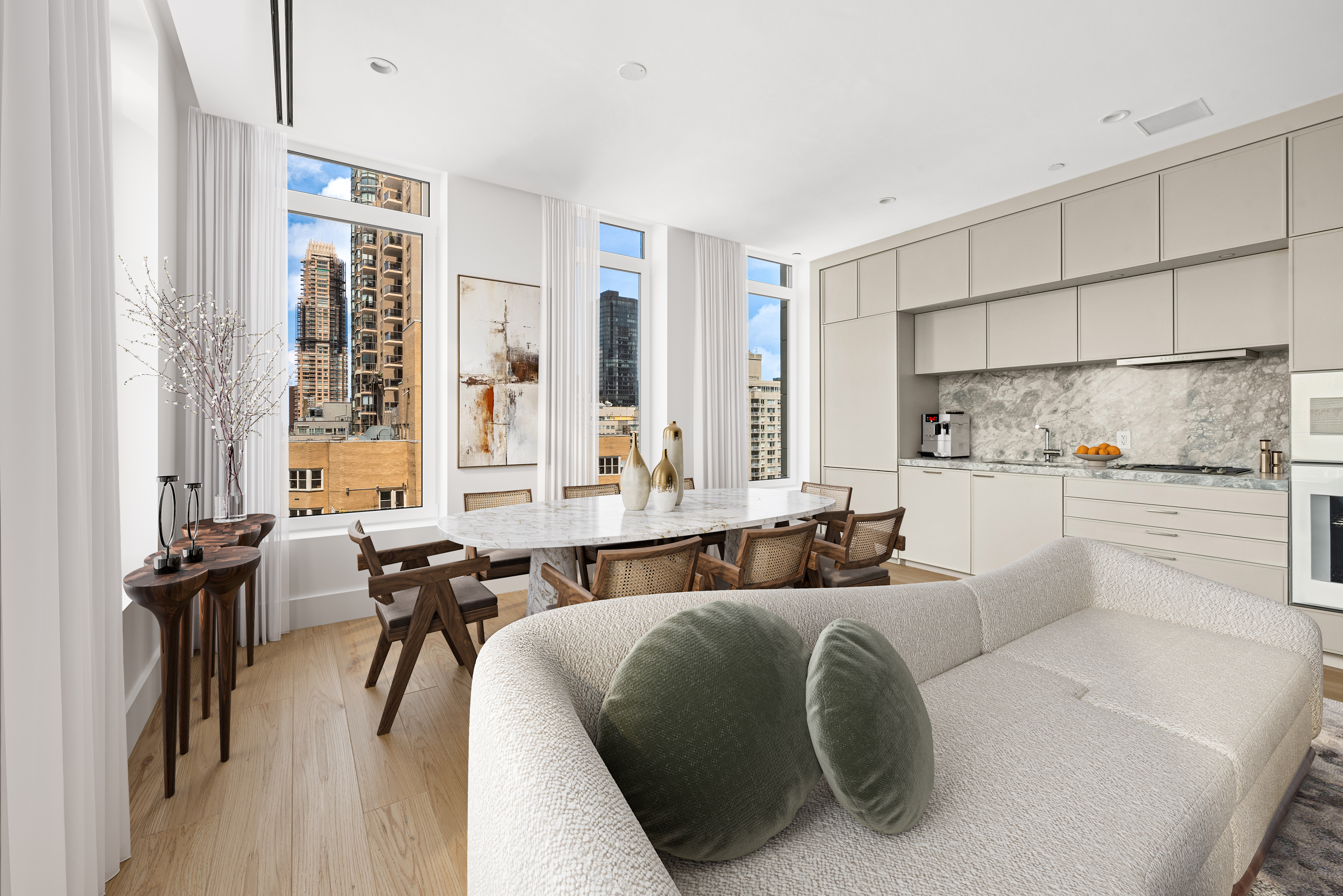 1059 3rd Avenue, Unit 18B Manhattan, NY 10065 - Photo 4 of 11 a living room with furniture and large windows