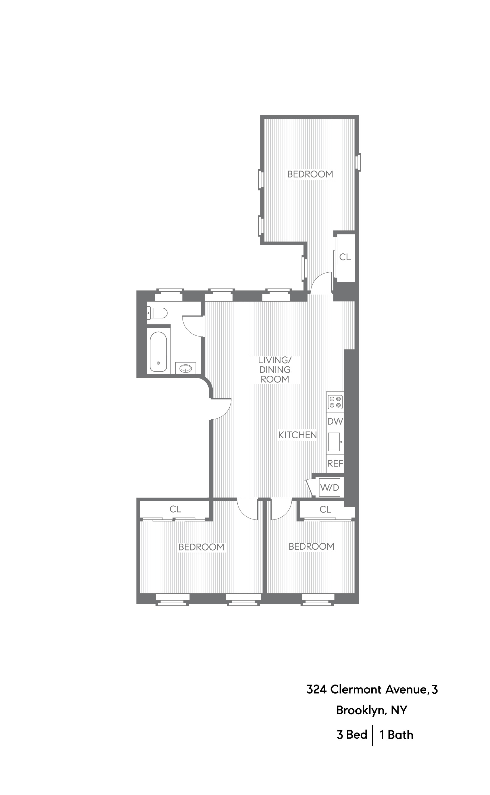 324 Clermont Avenue, Unit 3 Brooklyn, NY 11205 - Photo 9 of 9 a picture of a room with a white wall and a large mirror