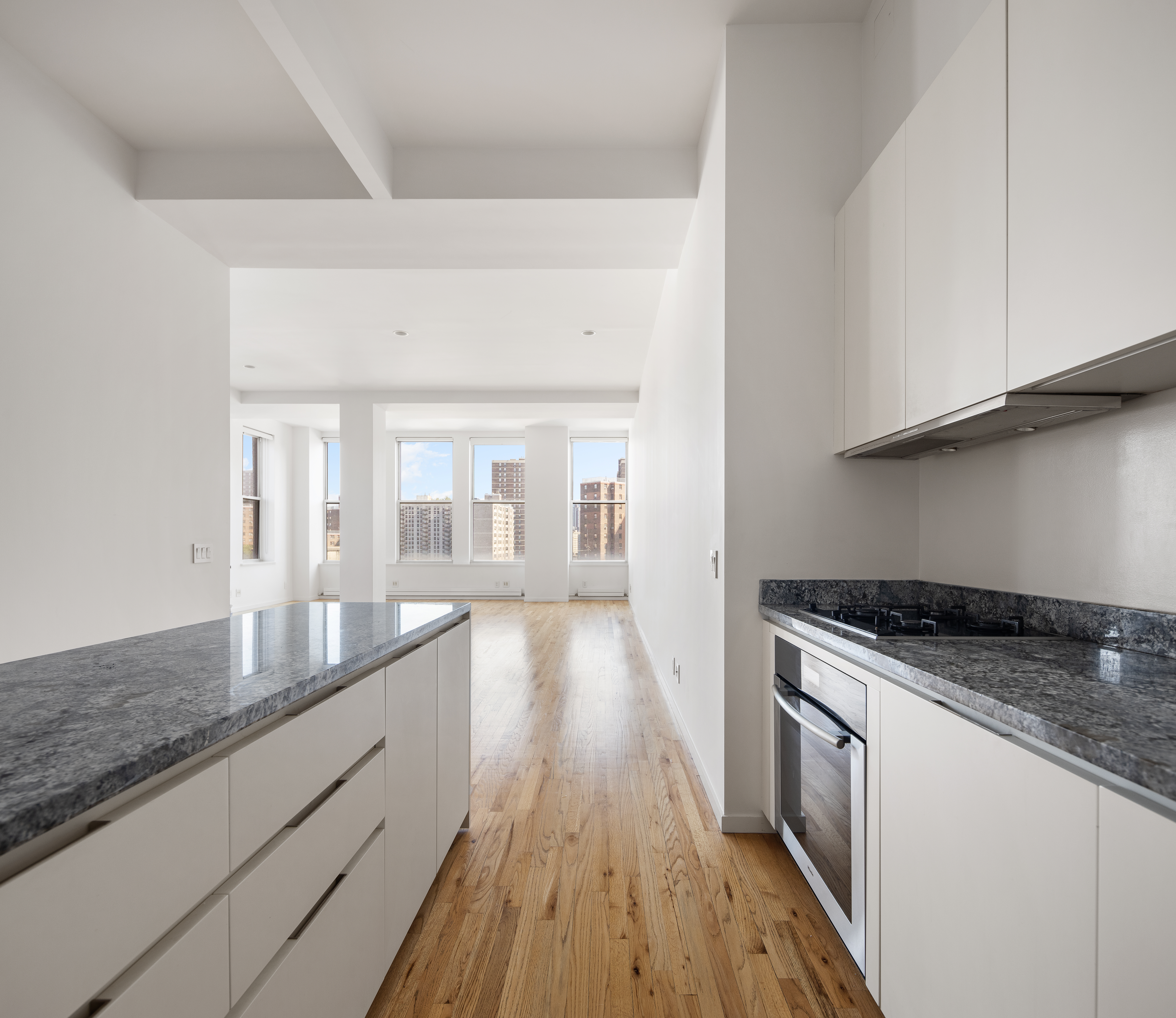 175 East Broadway, Unit 6D Manhattan, NY 10002 - Photo 8 of 18 a kitchen with granite countertop a sink and a stove top oven