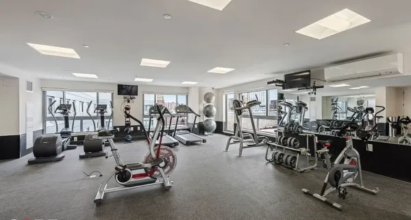 a view of a room with gym equipment