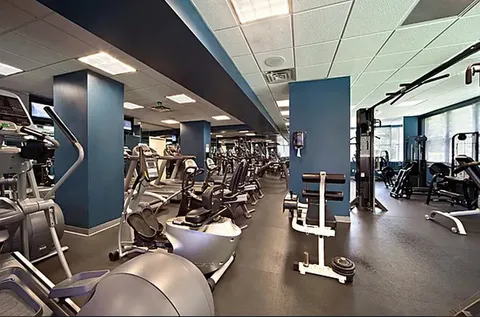 a room with gym equipment