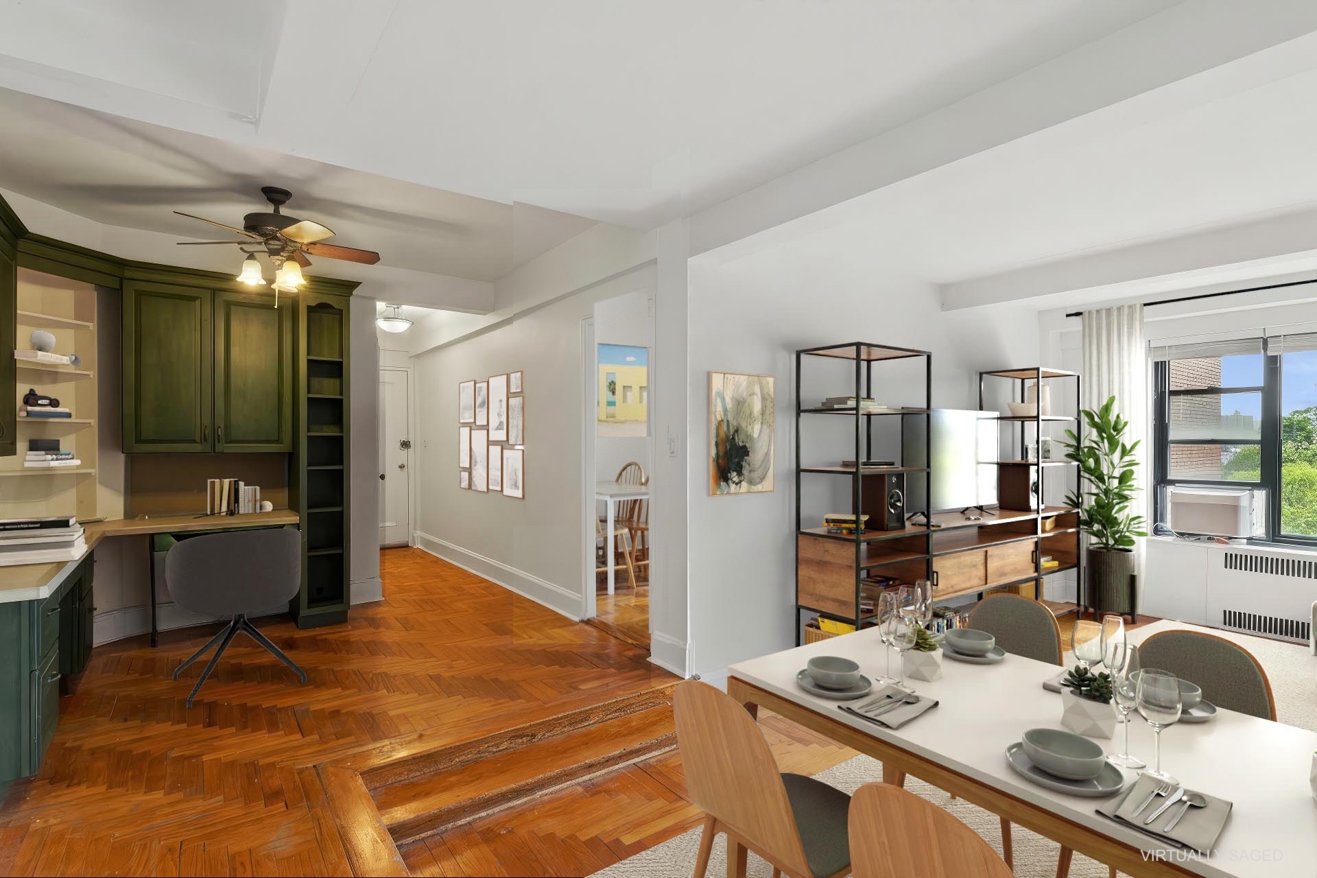 55 Park Terrace East, Unit B74 Manhattan, NY 10034 - Photo 5 of 26 a spacious bathroom with a granite countertop sink and a mirror
