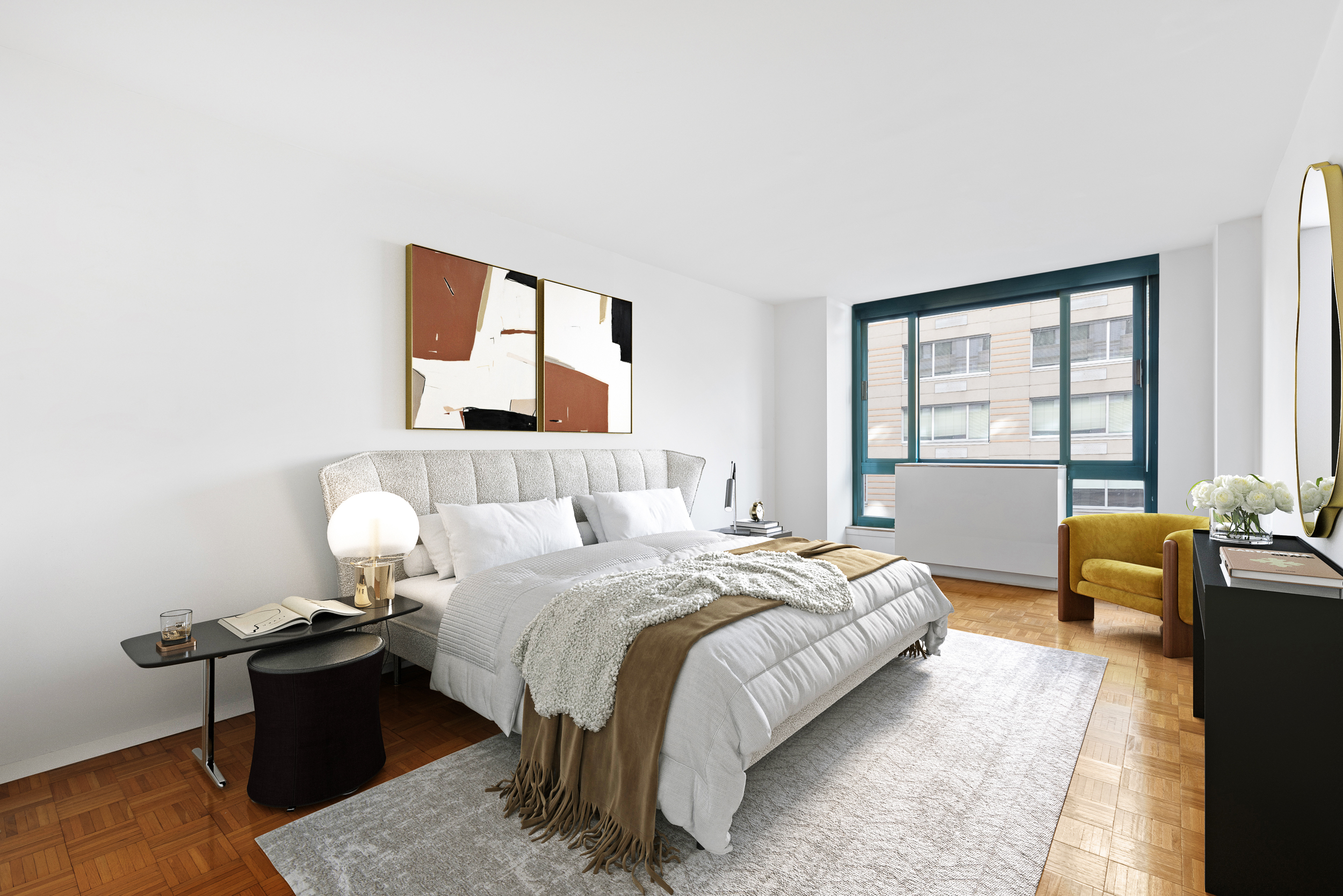 1 Irving Place, Unit G7G Manhattan, NY 10003 - Photo 6 of 8 a bedroom with a bed and wooden floor