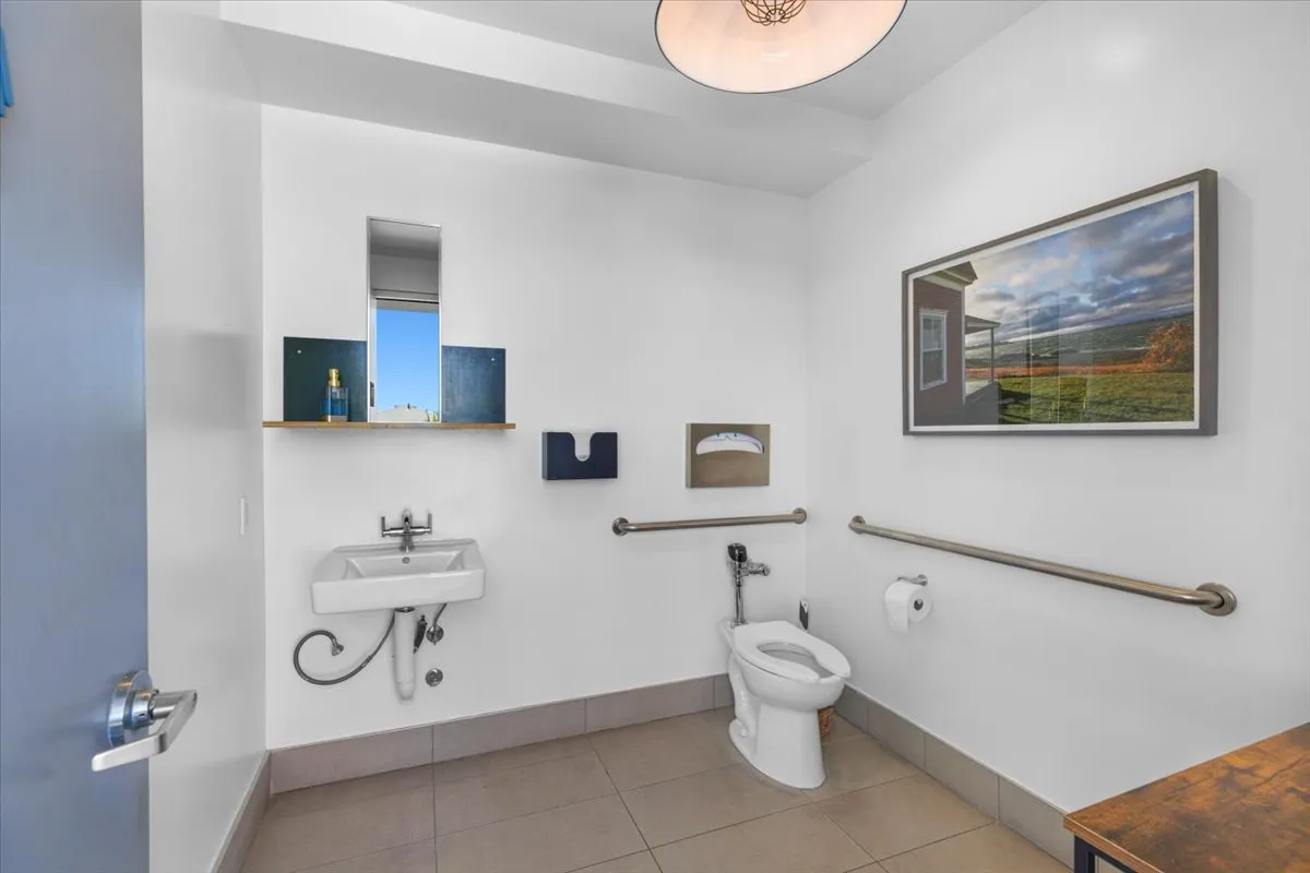 a bathroom with a toilet a sink and mirror