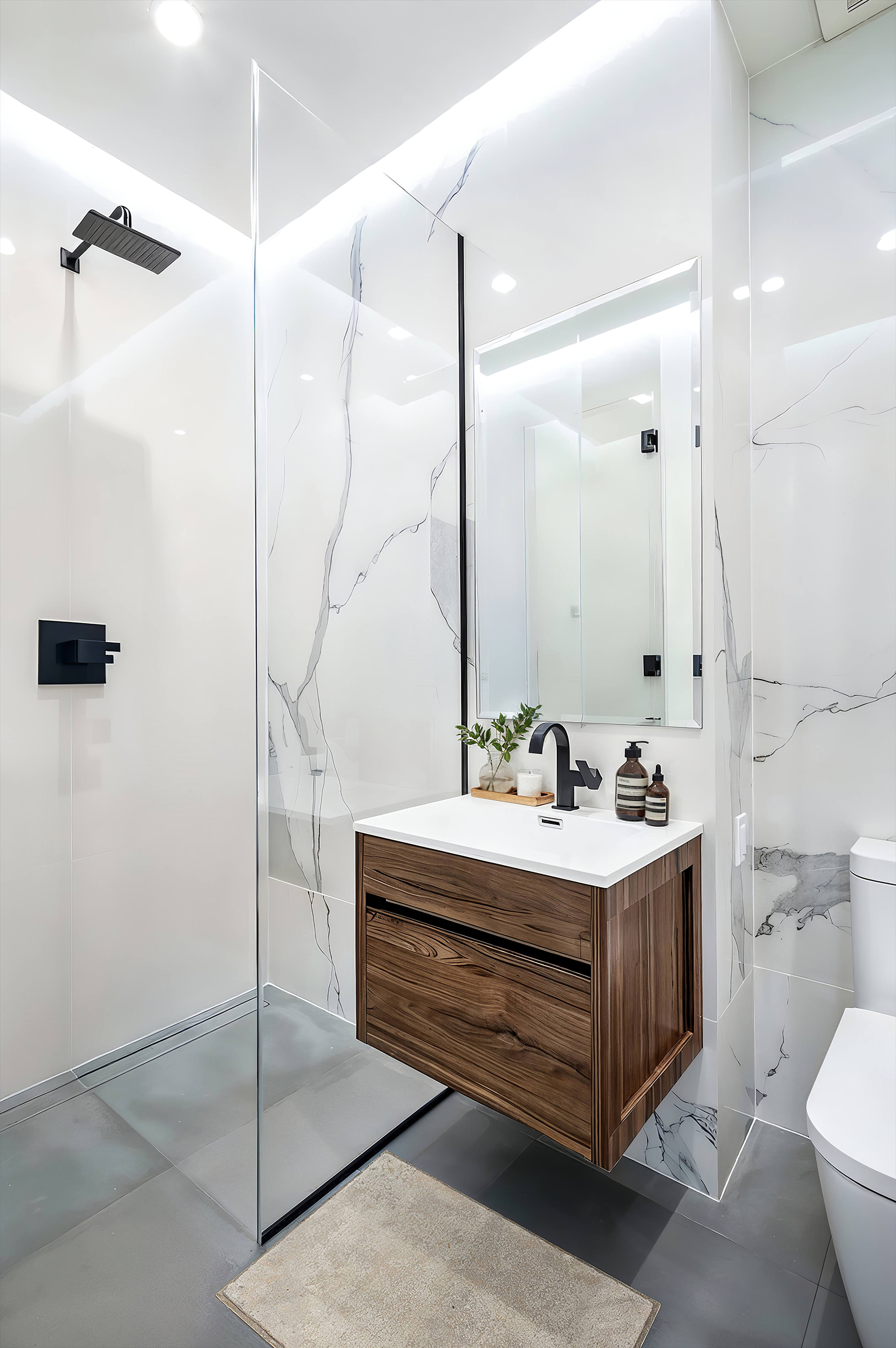 174 West Street, Unit 201 Brooklyn, NY 11222 - Photo 8 of 9 a bathroom with a sink a toilet and shower