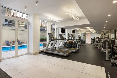 a view of a room with gym equipment