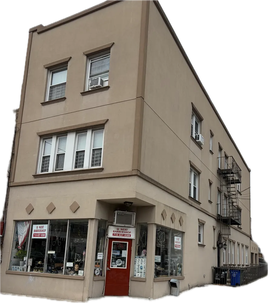 a front view of a building