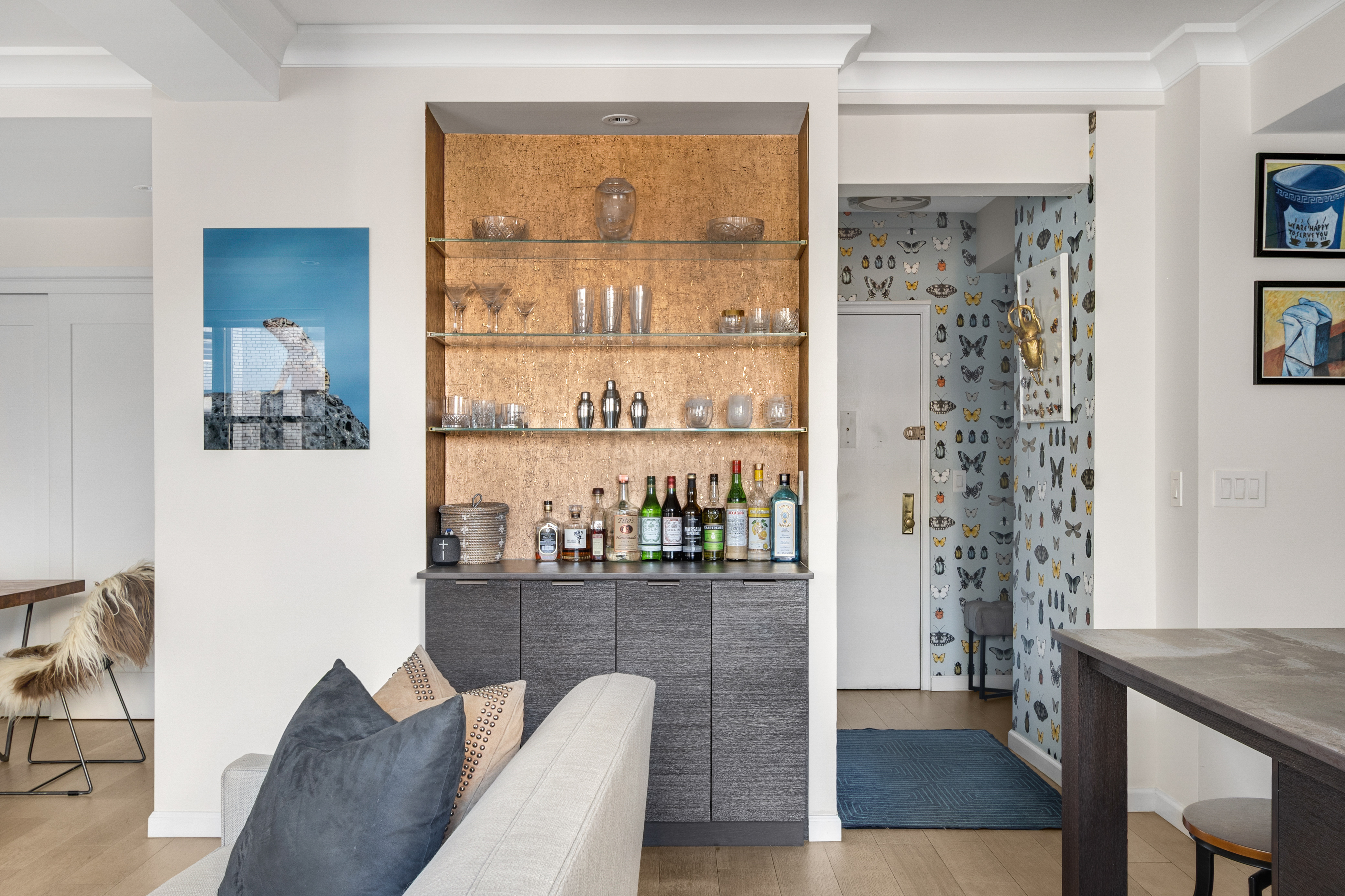 225 Central Park West, Unit 1516 Manhattan, NY 10024 - Photo 6 of 16 a dining room with furniture and wooden floor