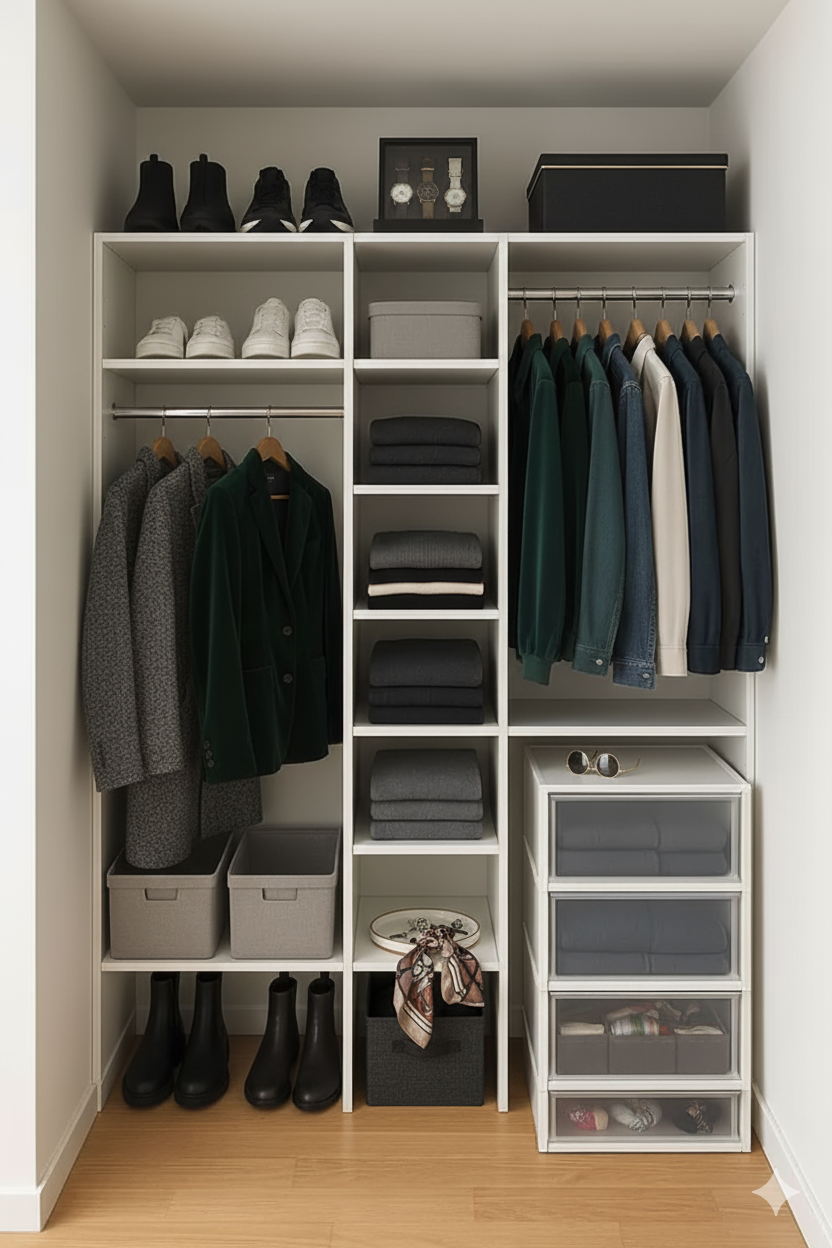 5 South 5th Street, Unit 913 Brooklyn, NY 11249 - Photo 3 of 24 a view of walk in closet with clothes and shoes