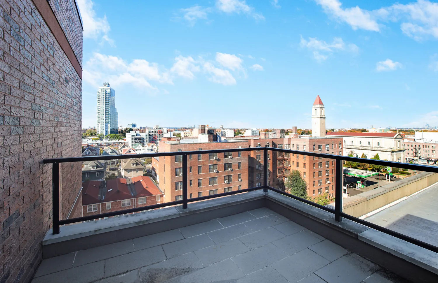 a view of city from a balcony