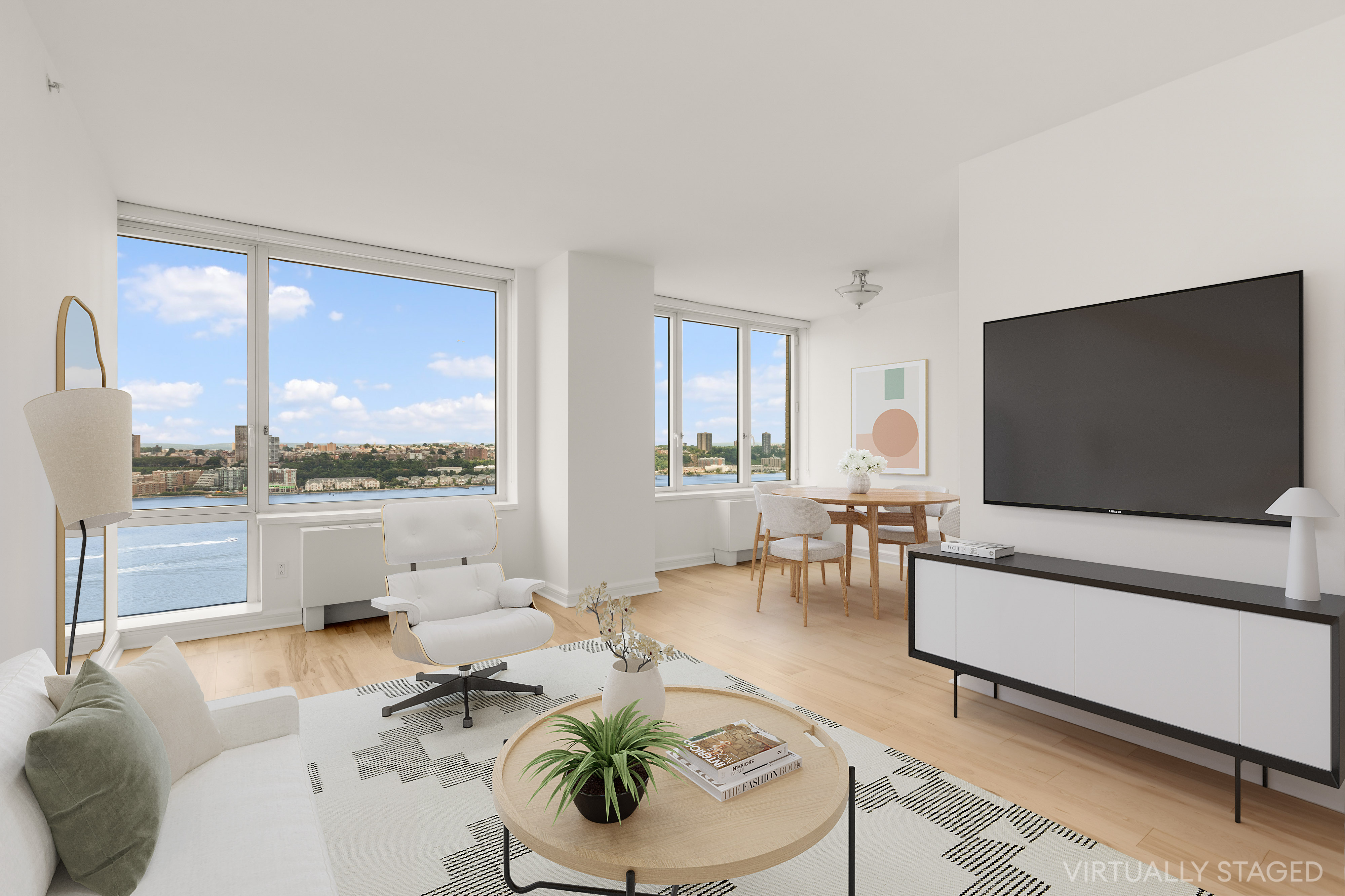 100 Riverside Boulevard, Unit 29C Manhattan, NY 10069 - Photo 1 of 15 a living room with furniture and a flat screen tv