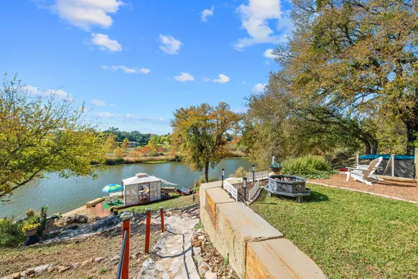 a view of a lake with houses