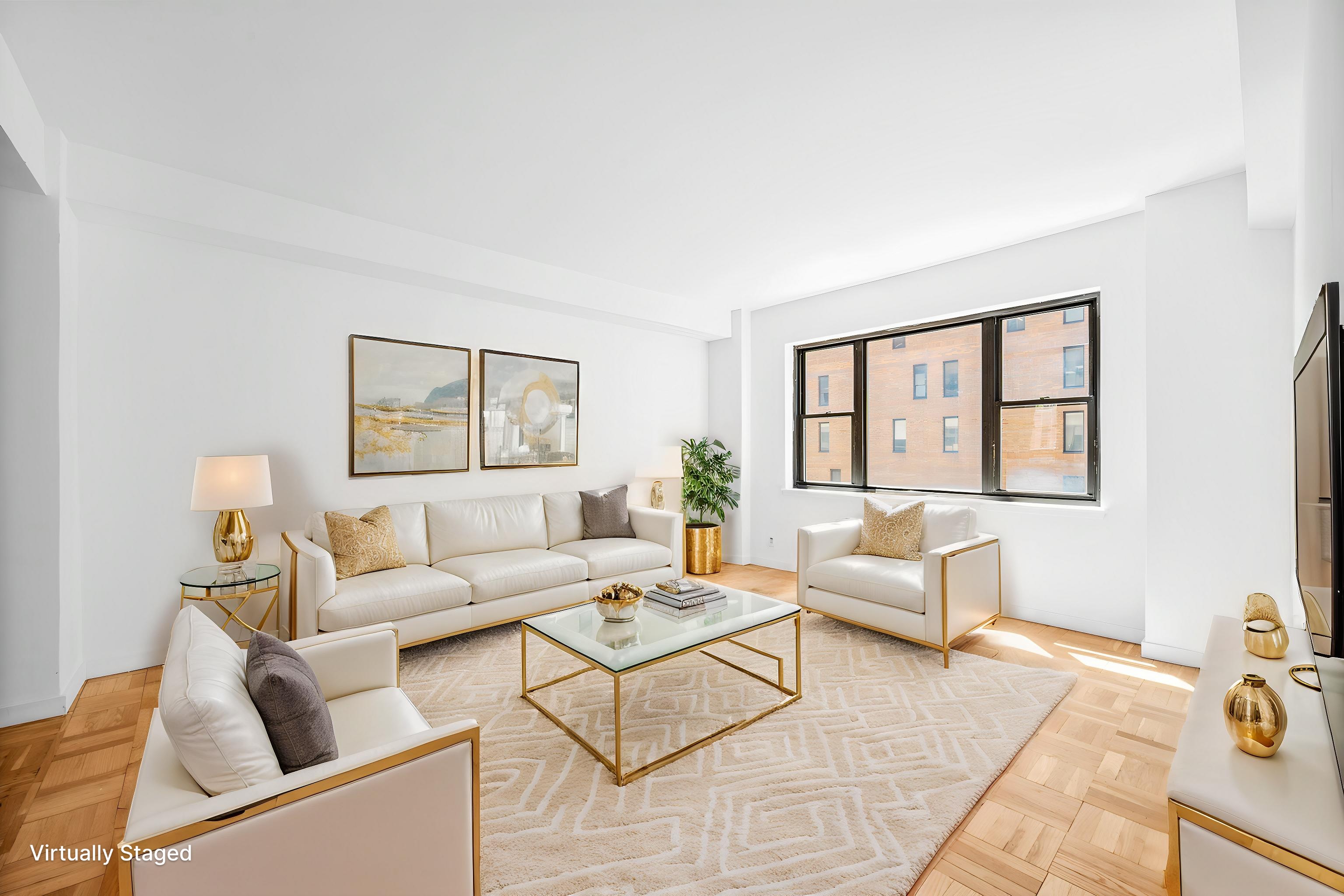 7 Park Avenue, Unit 66 Manhattan, NY 10016 - Photo 2 of 11 a living room with furniture and a window