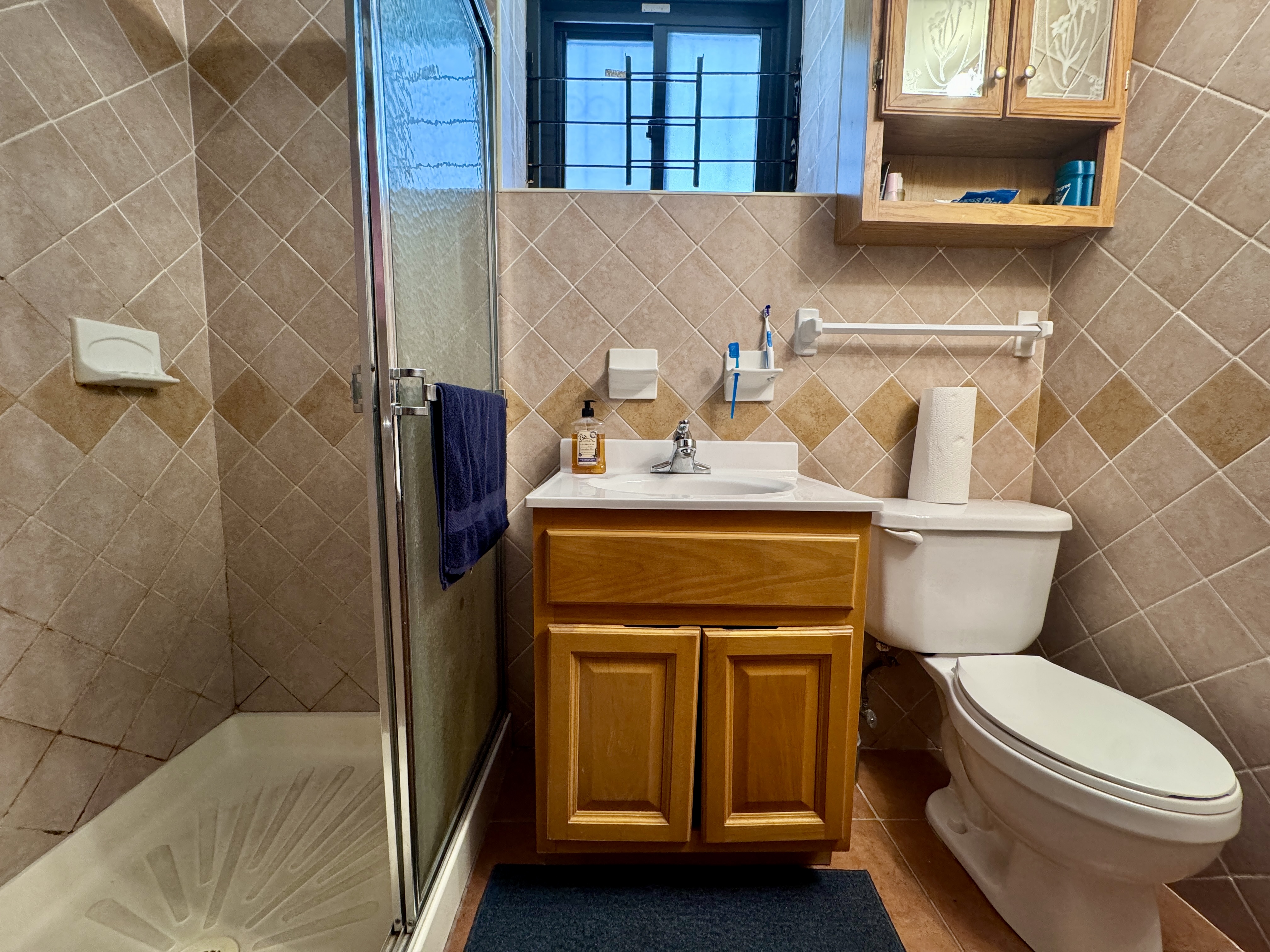 1561 Carroll Street, Unit Undisclosed Brooklyn, NY 11213 - Photo 7 of 9 a bathroom with a sink a toilet and a shower